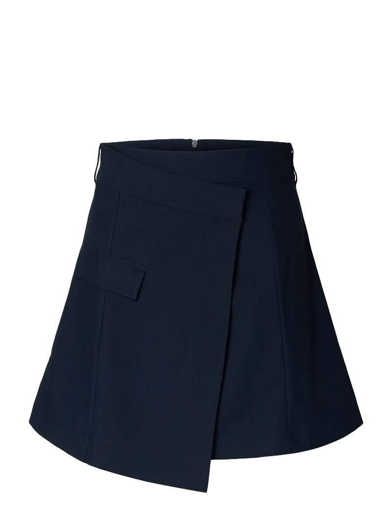Selected - SLFTORA HW SHORT ASYMETRIC SKIRT B - wickelröcke - dark sapphire - 1