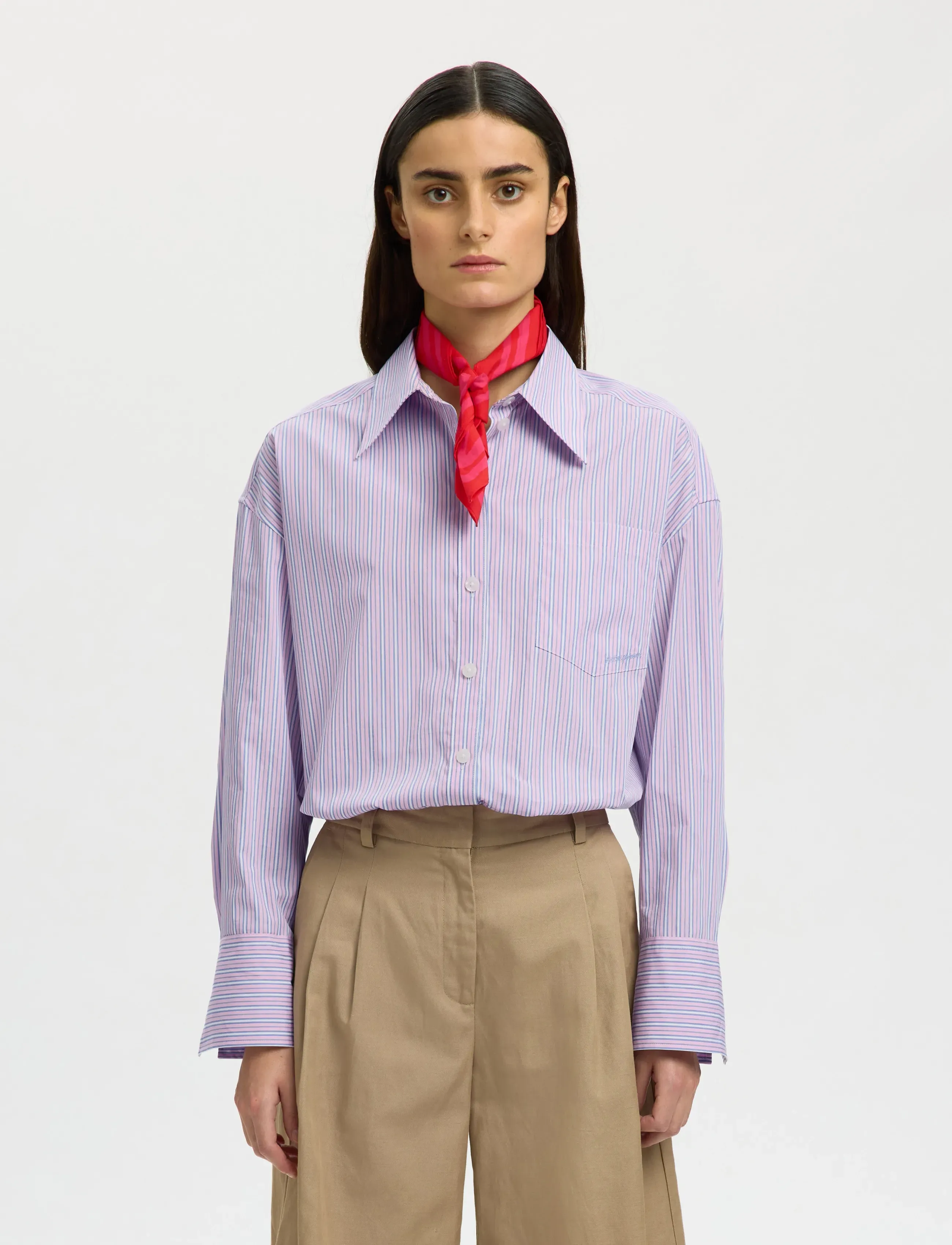 Selected SLFHOTEL AMOUR OVERSIZE LS  SHIRT B - Shirts - FRESH PINK / pink/rose