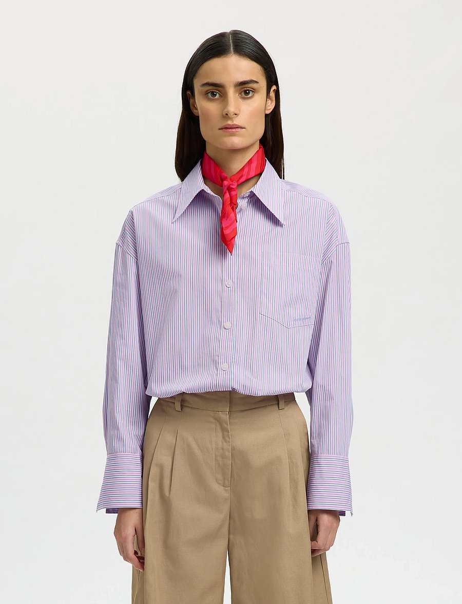 Selected - SLFHOTEL AMOUR OVERSIZE LS SHIRT B - langärmlige hemden - fresh pink - 0