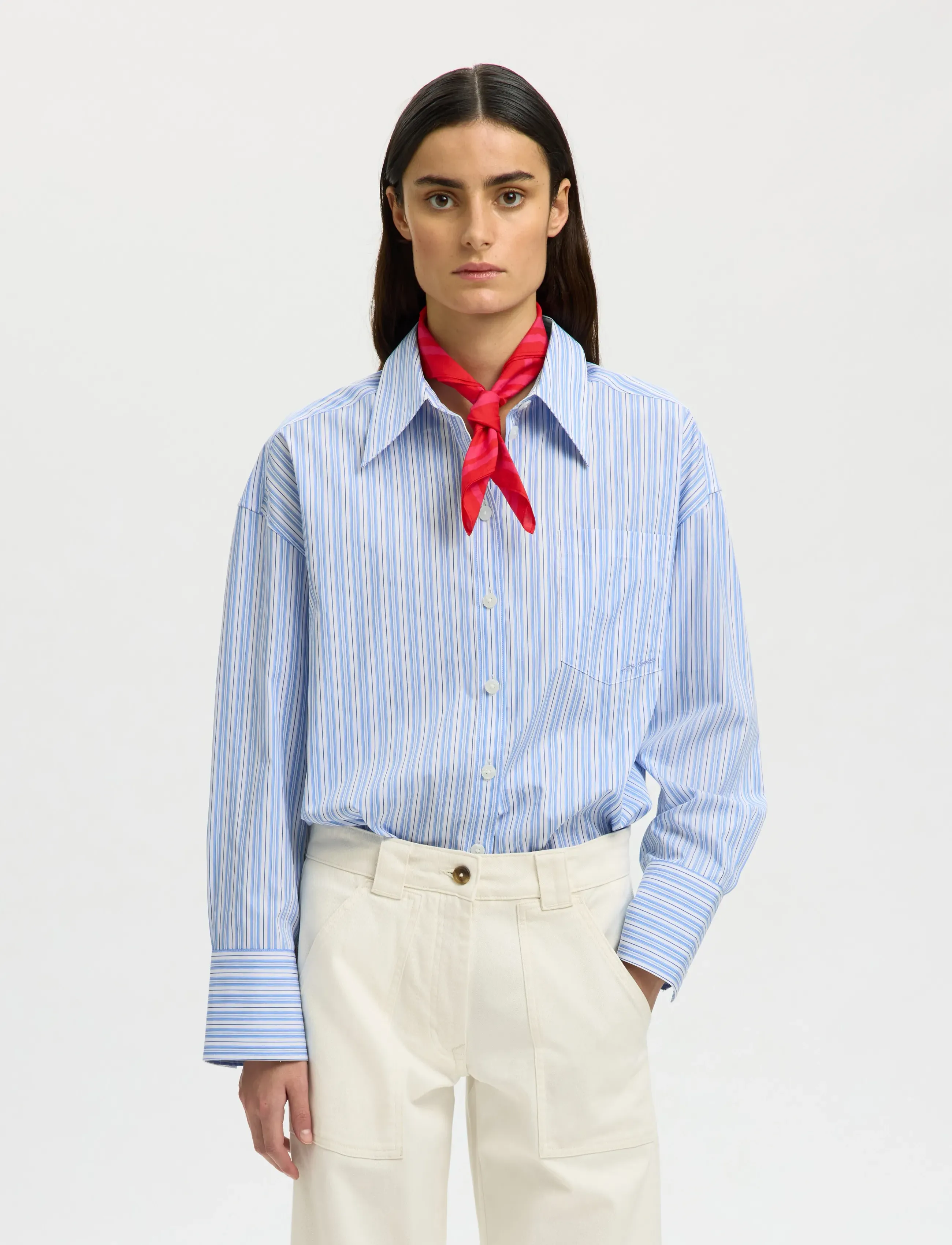 Selected SLFHOTEL AMOUR OVERSIZE LS  SHIRT B - Shirts - LIGHT BLUE / blue