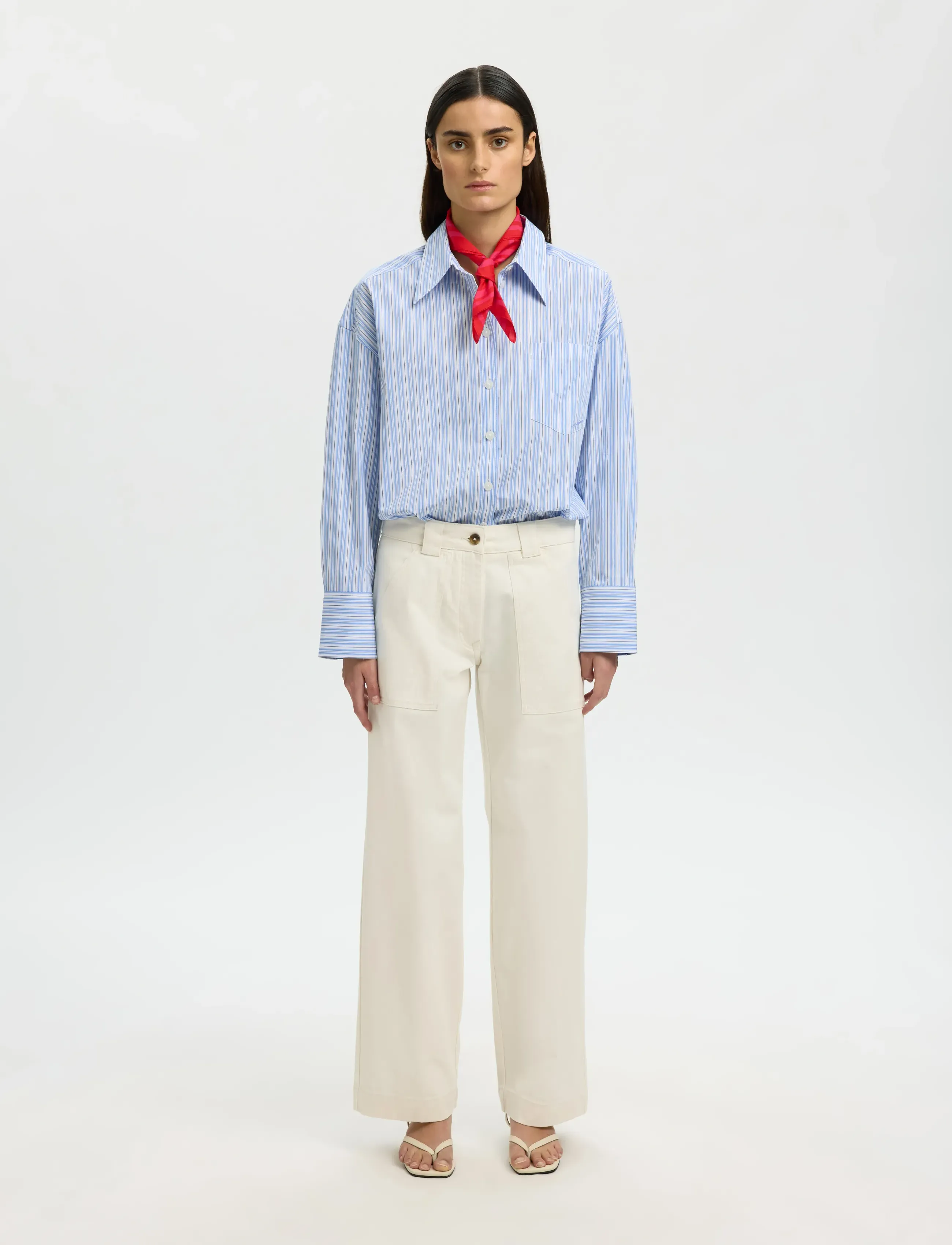 Selected - SLFHOTEL AMOUR OVERSIZE LS  SHIRT B - langerma skyrtur - light blue - 3
