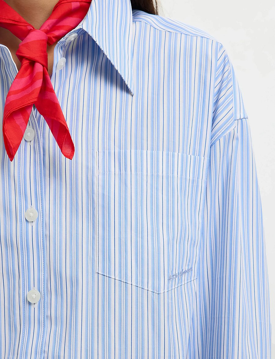 Selected - SLFHOTEL AMOUR OVERSIZE LS SHIRT B - langærmede skjorter - light blue - 4