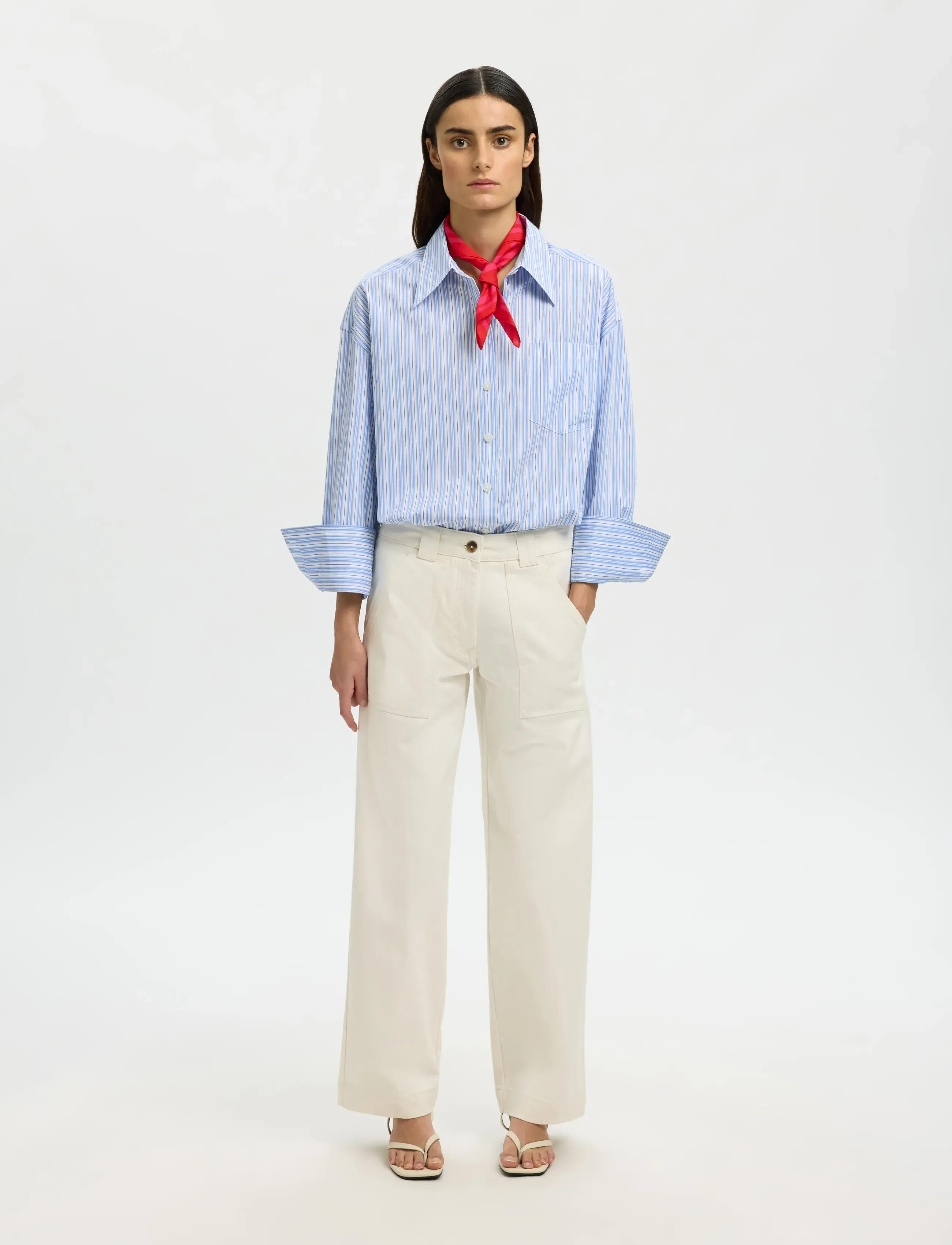 Selected - SLFHOTEL AMOUR OVERSIZE LS  SHIRT B - langerma skyrtur - light blue - 5