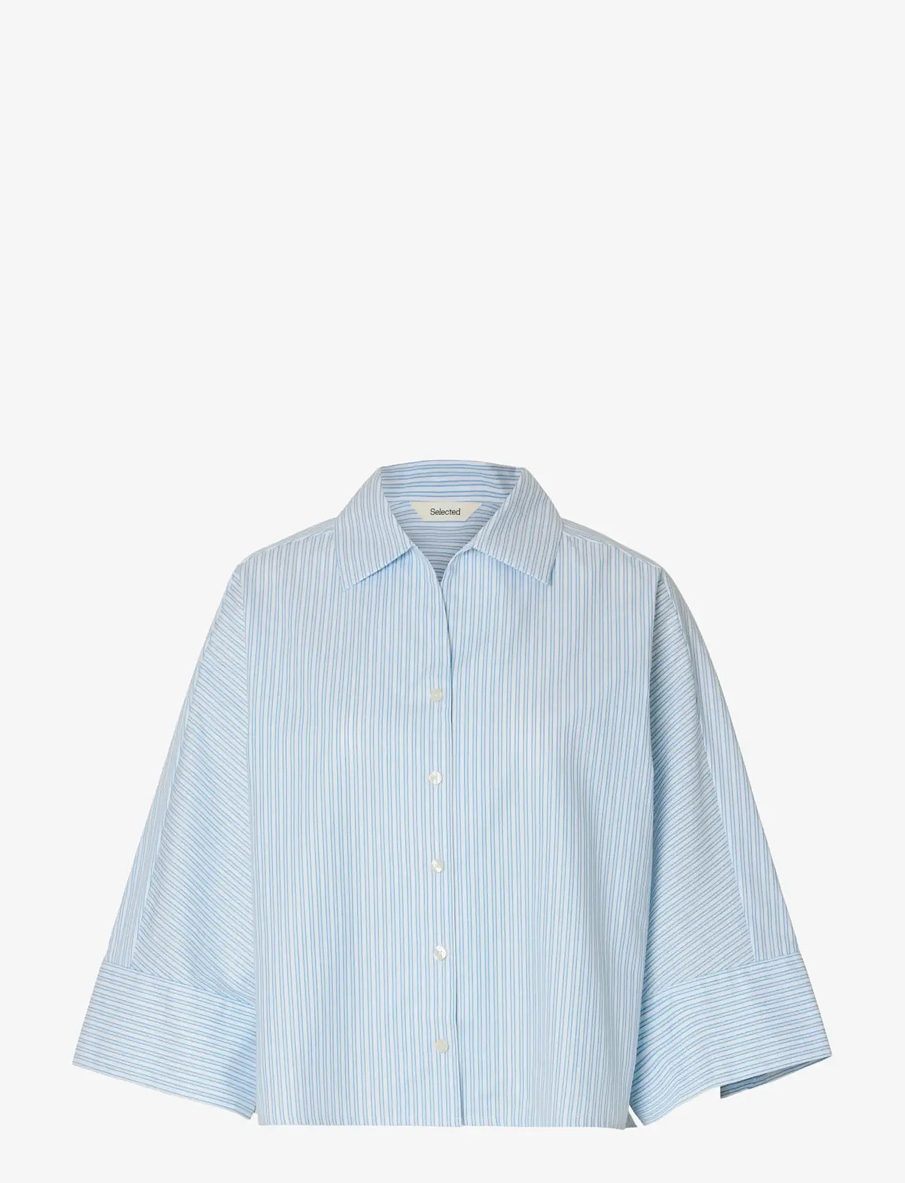 Selected - SLFESTER OVERSIZE 3/4 SHIRT B - kortærmede skjorter - malibu blue - 1