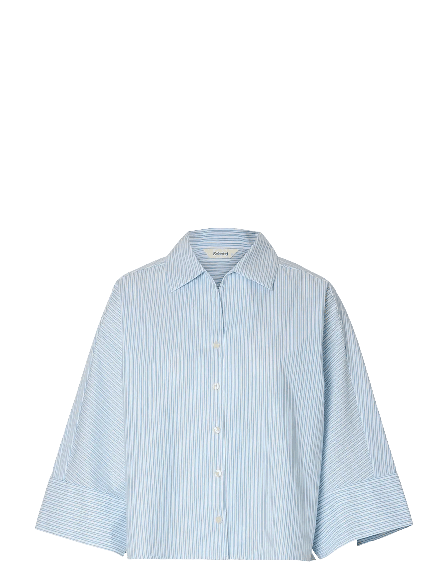 Selected - SLFESTER OVERSIZE 3/4 SHIRT B - short-sleeved shirts - malibu blue - 1