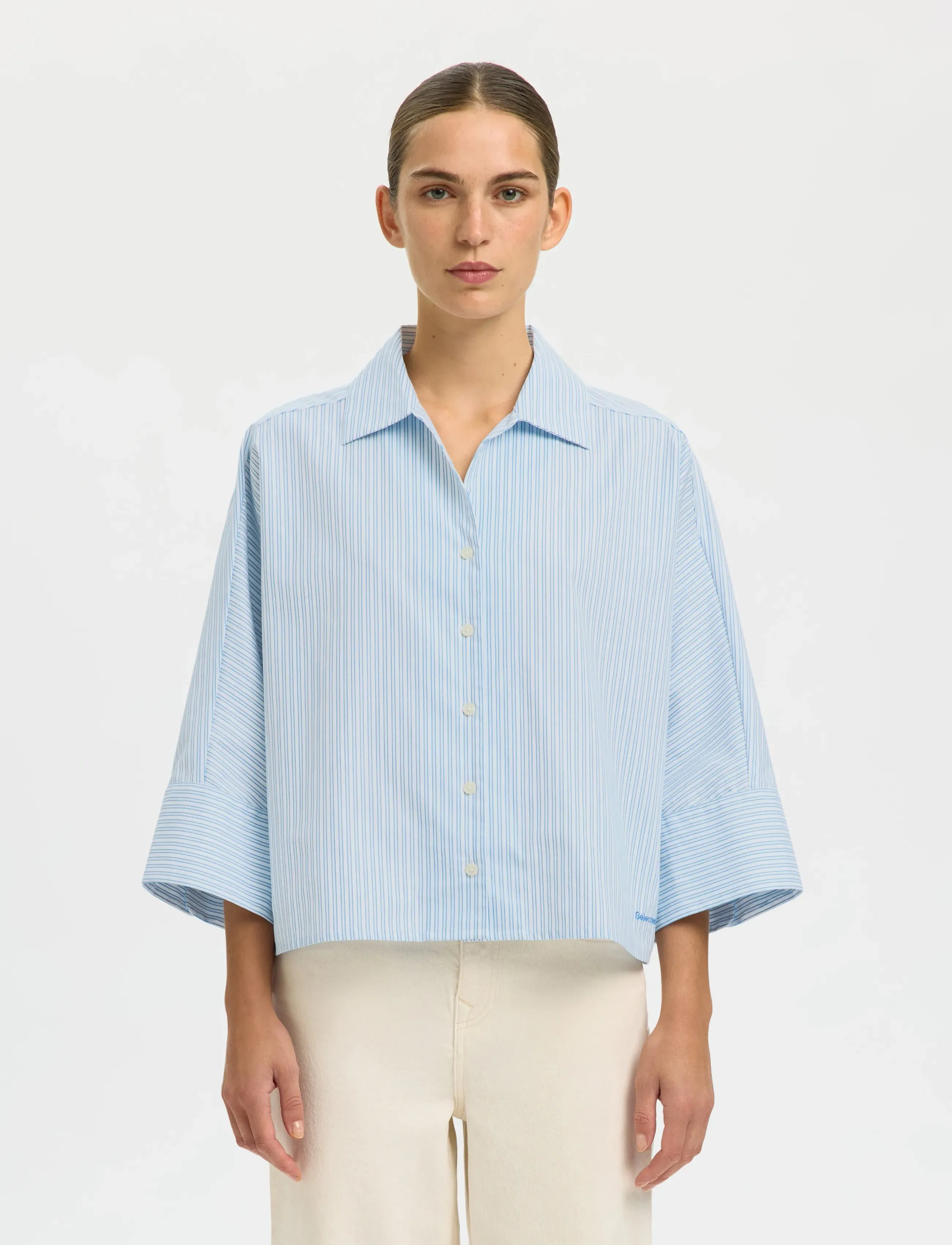 Selected SLFESTER OVERSIZE 3/4 SHIRT B - Bluser & Skjorter - MALIBU BLUE / blue