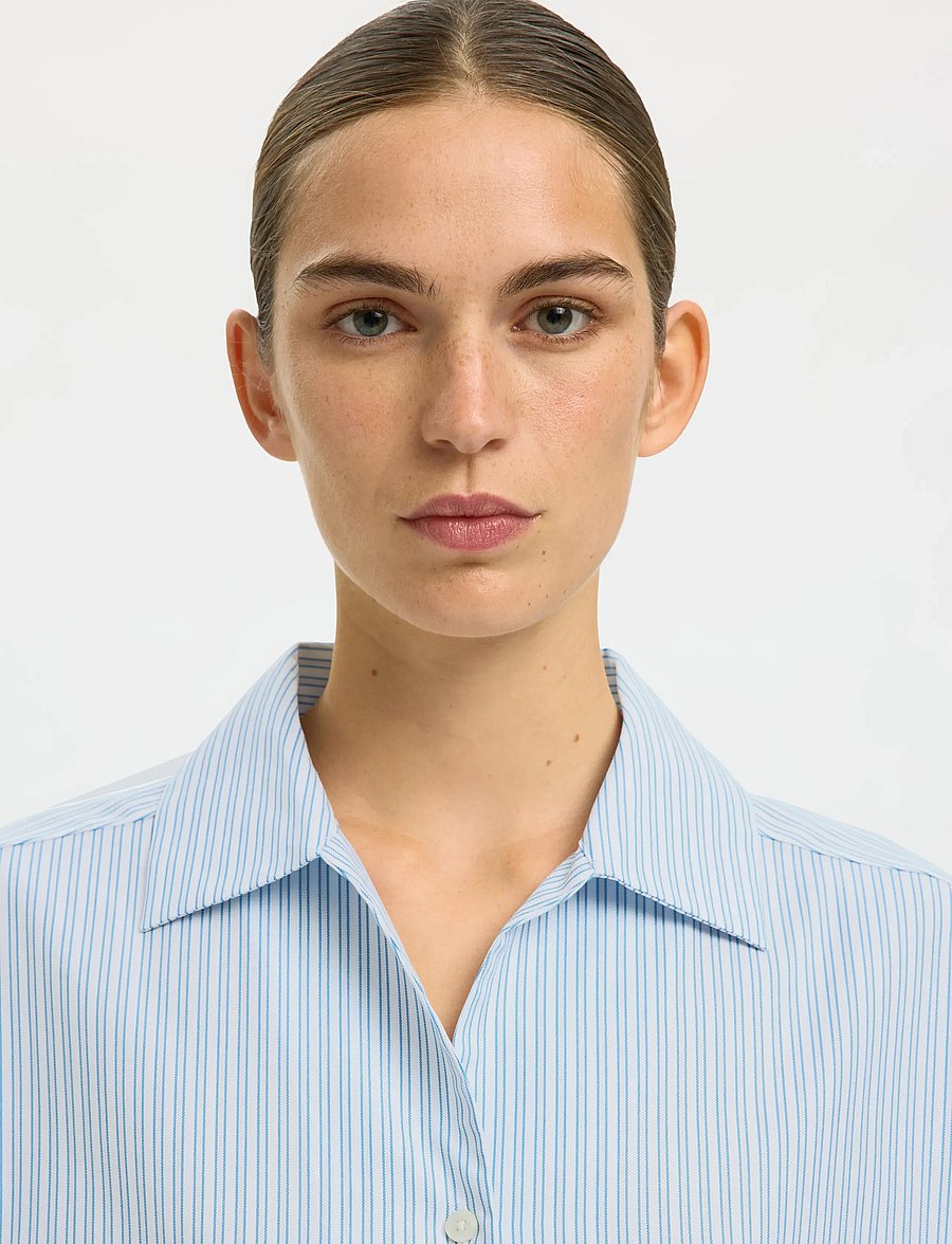Selected - SLFESTER OVERSIZE 3/4 SHIRT B - short-sleeved shirts - malibu blue - 4