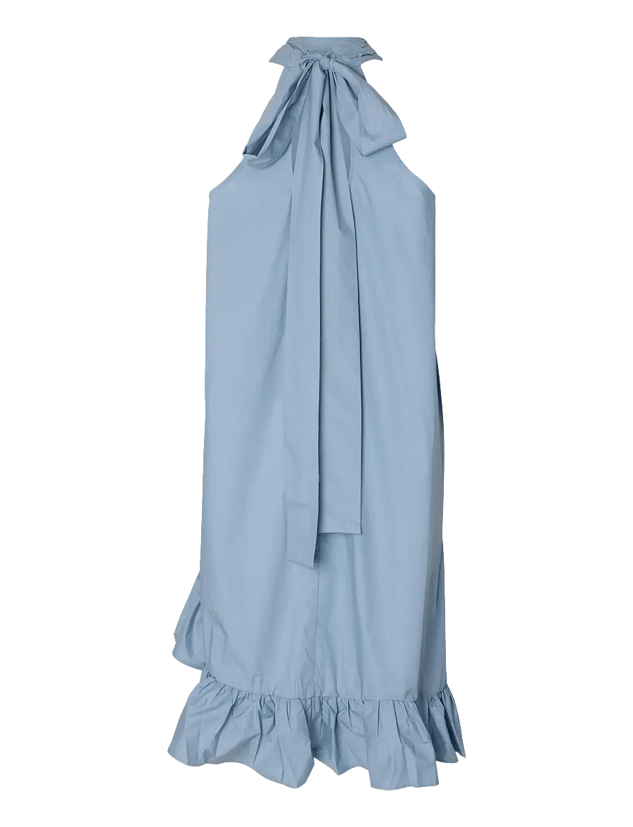 Selected - SLFDELIA REGULAR SHORT HALTERNECK DRESS - robes d'été - dusty blue - 1