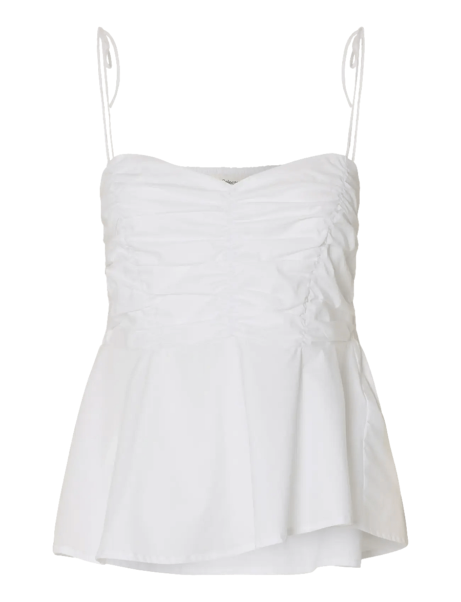Selected - SLFDELIA STRAP TOP B - varrukateta pluusid - bright white - 1