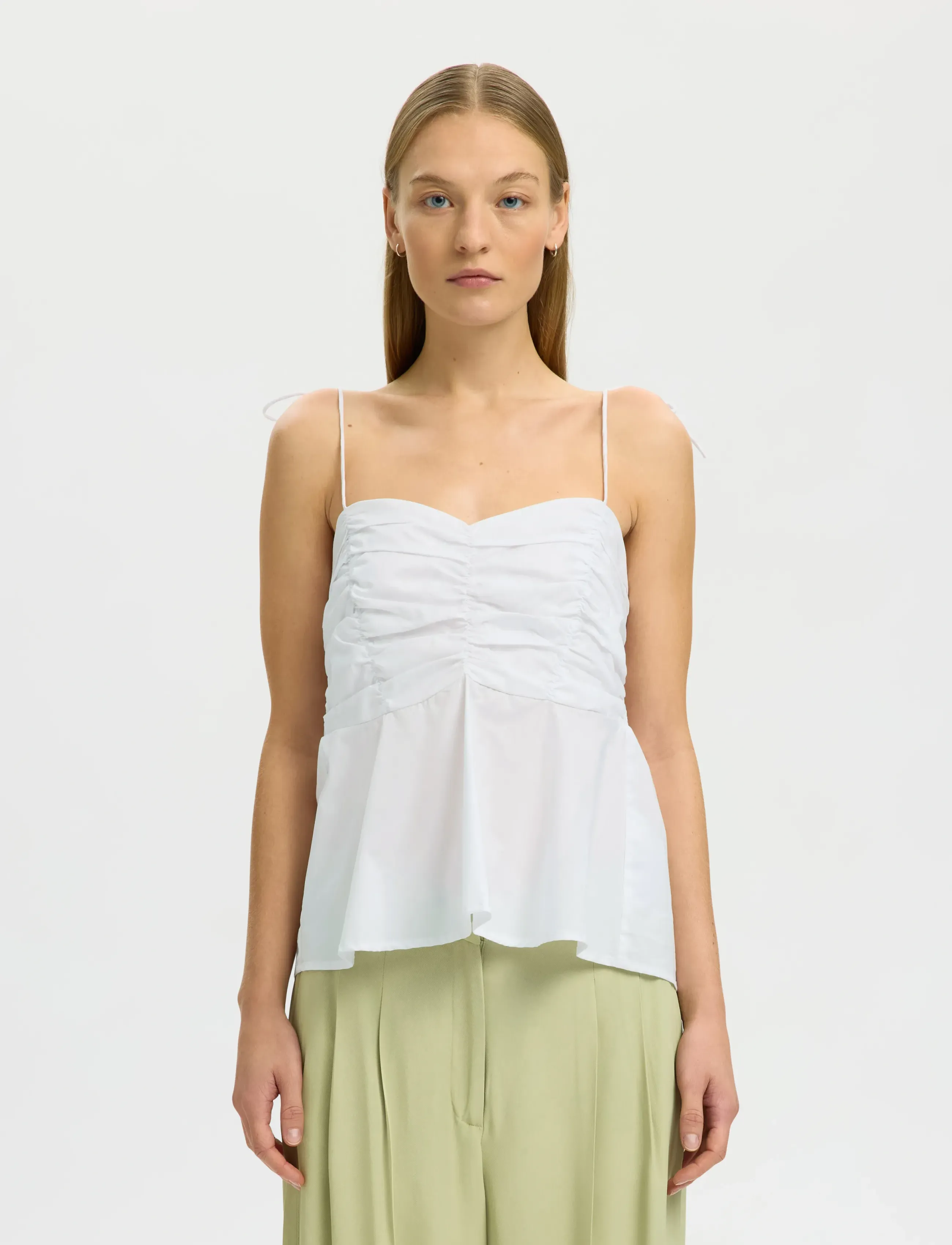Selected SLFDELIA STRAP TOP B - Blusen - BRIGHT WHITE / white