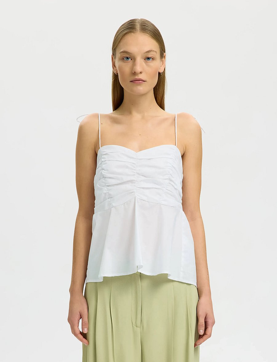 Selected - SLFDELIA STRAP TOP B - varrukateta pluusid - bright white - 0