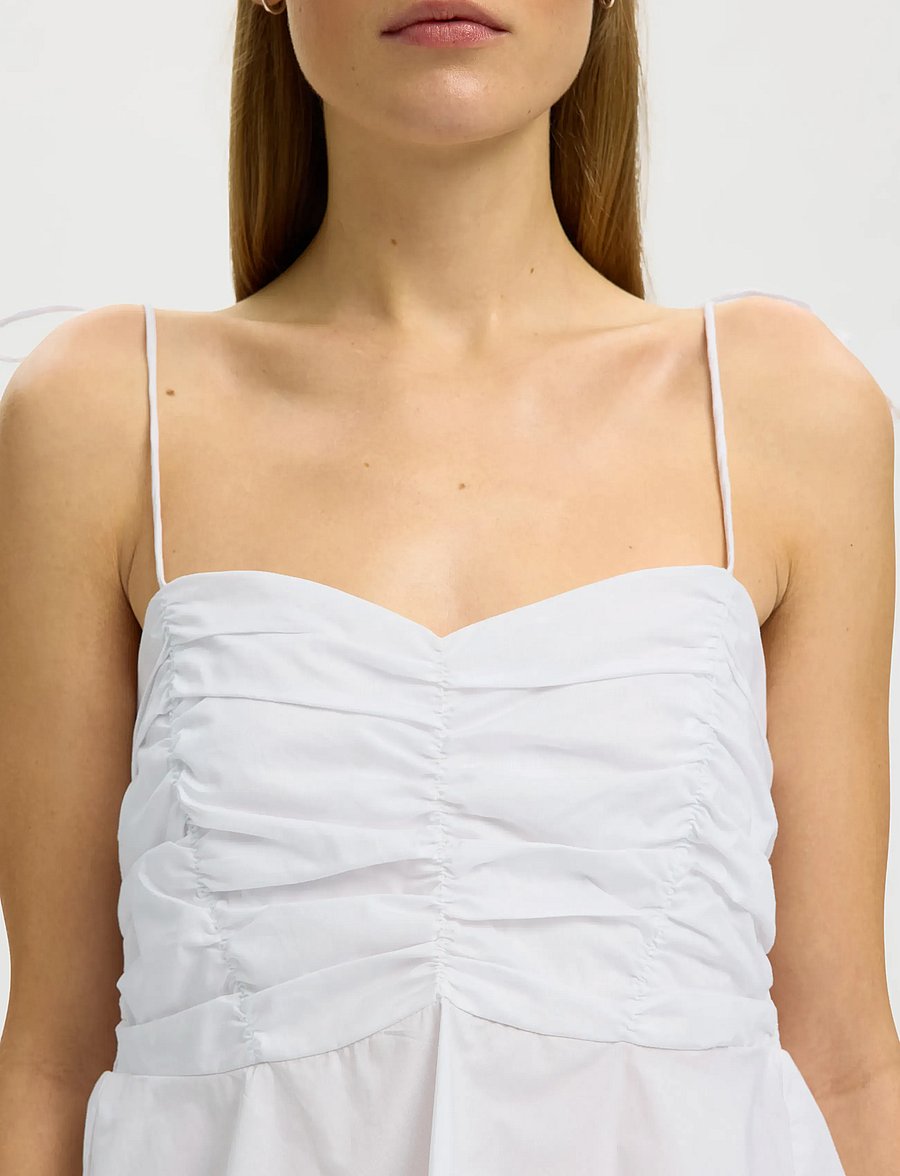 Selected - SLFDELIA STRAP TOP B - varrukateta pluusid - bright white - 4
