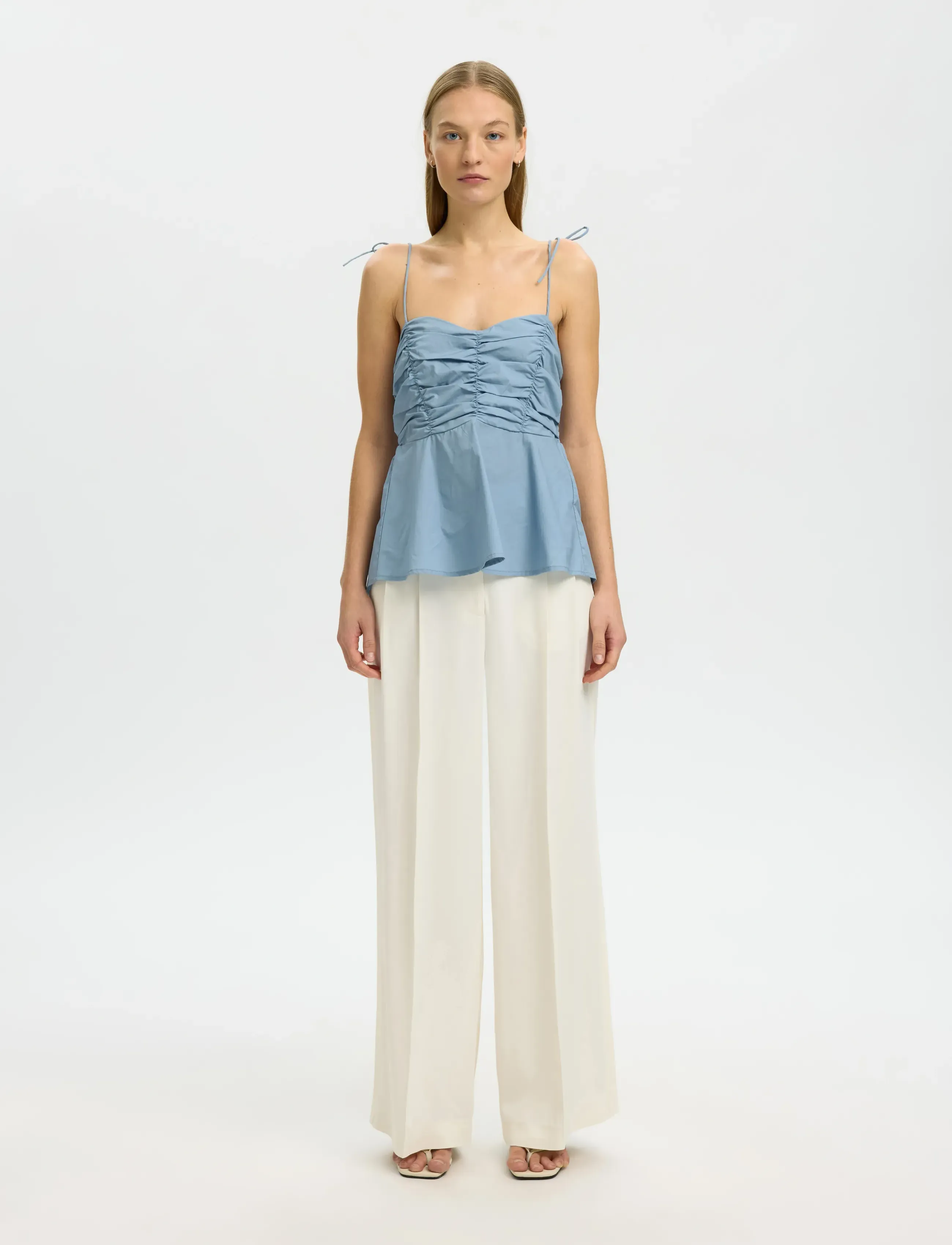 Selected - SLFDELIA STRAP TOP B - blouses sans manches - dusty blue - 3