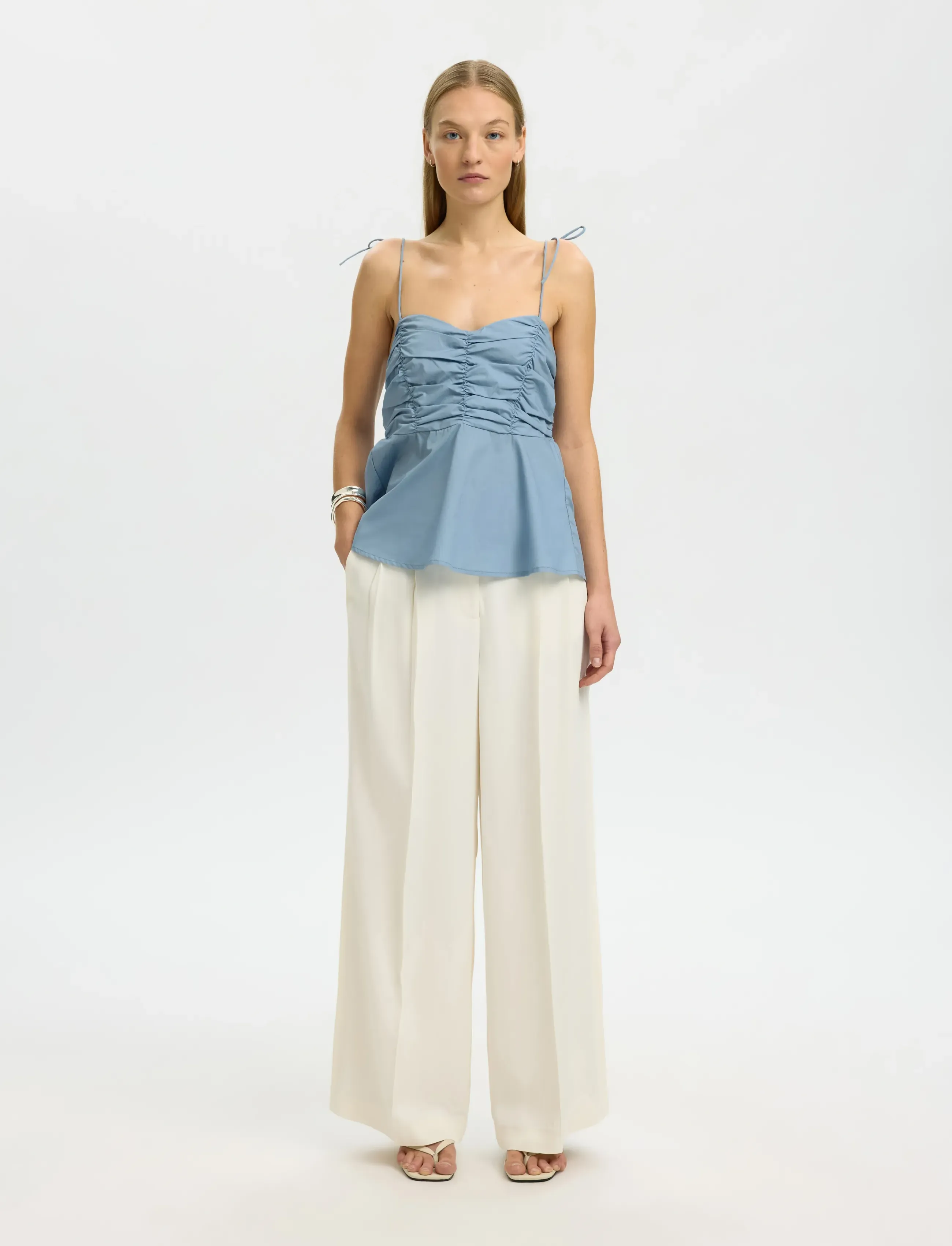 Selected - SLFDELIA STRAP TOP B - blouses sans manches - dusty blue - 5