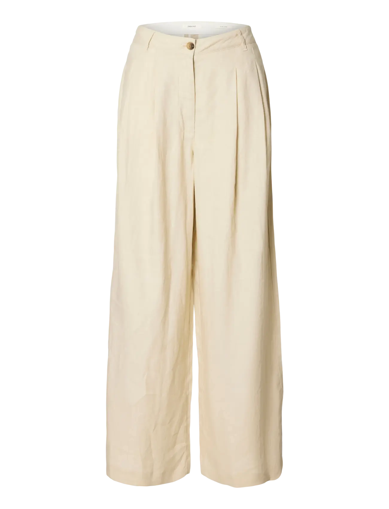 Selected SLFEXTRA WIDE MAGNA MW LINEN PANT - Drabužiai - OATMEAL / cream
