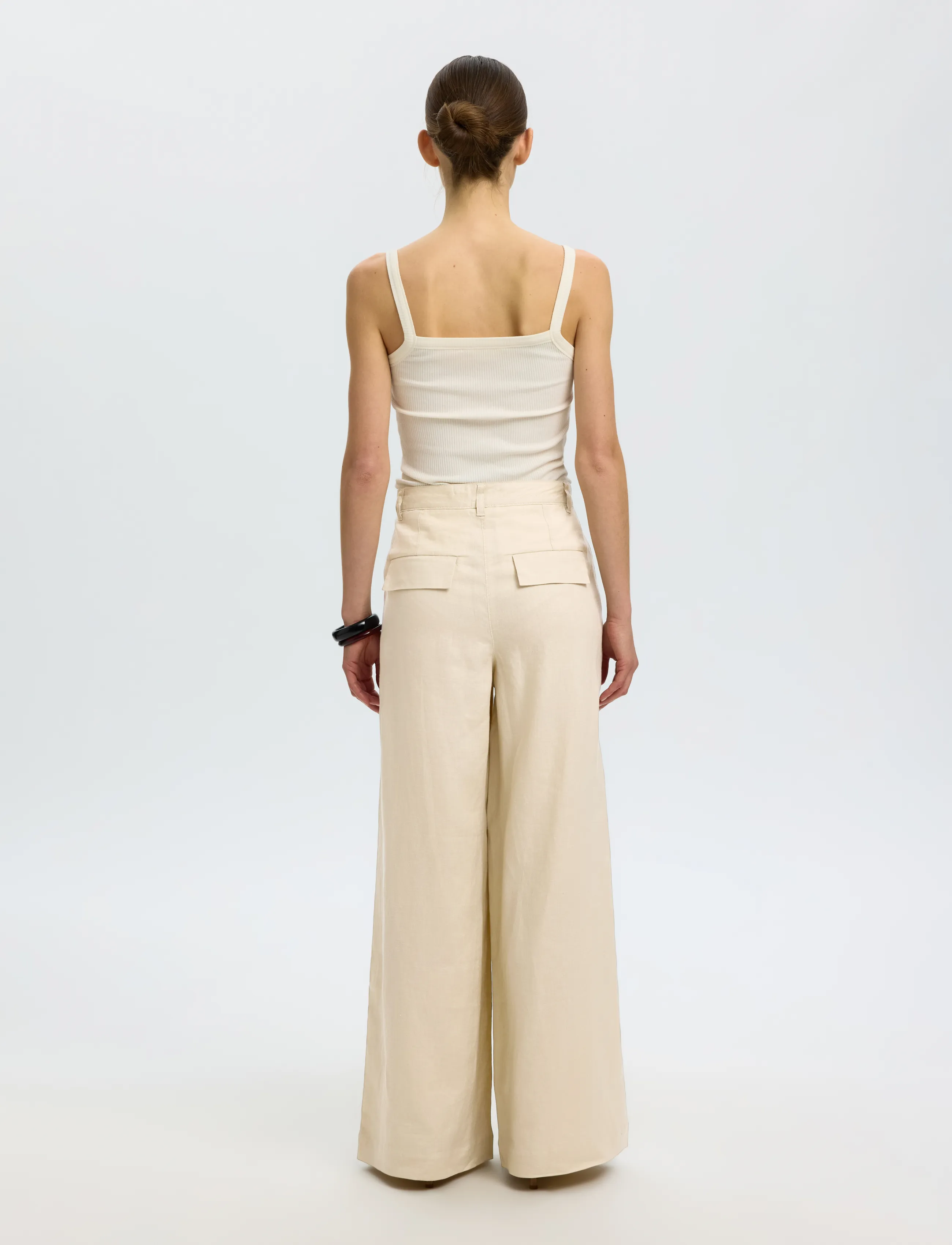 Selected - SLFEXTRA WIDE MAGNA MW LINEN PANT - linbukser - oatmeal - 2