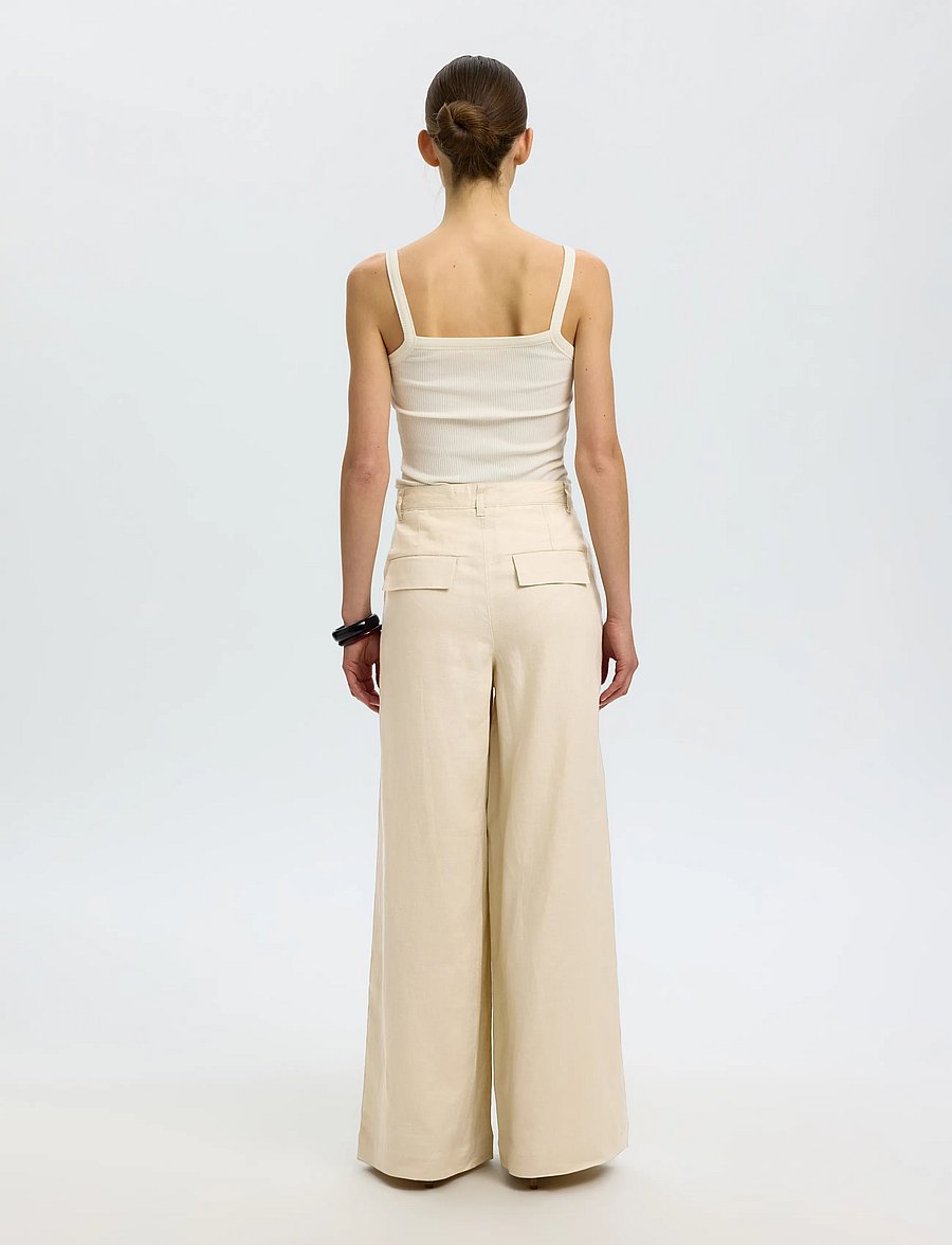 Selected - SLFEXTRA WIDE MAGNA MW LINEN PANT - linbukser - oatmeal - 2