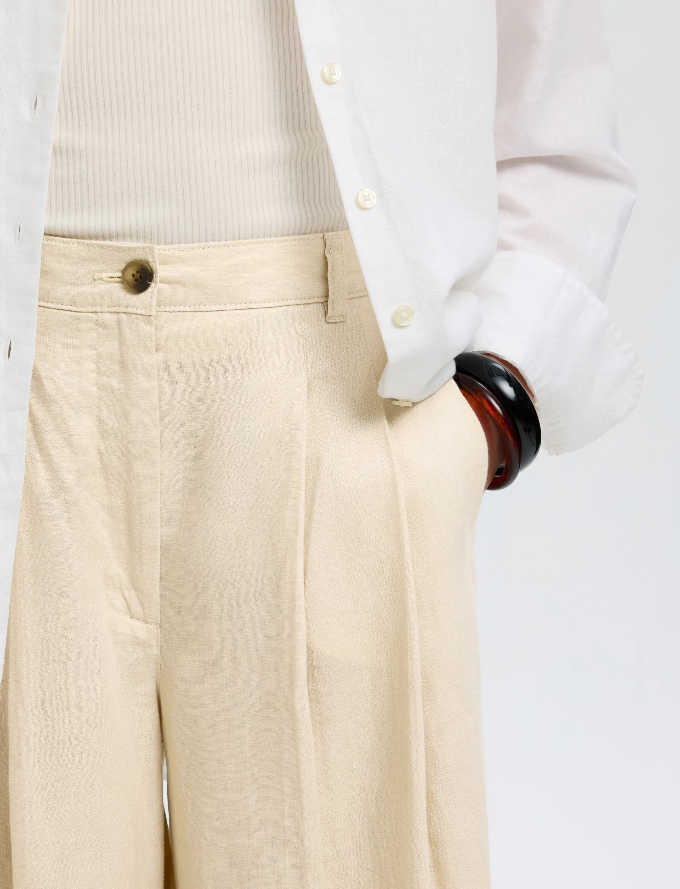 Selected - SLFEXTRA WIDE MAGNA MW LINEN PANT - linbukser - oatmeal - 4