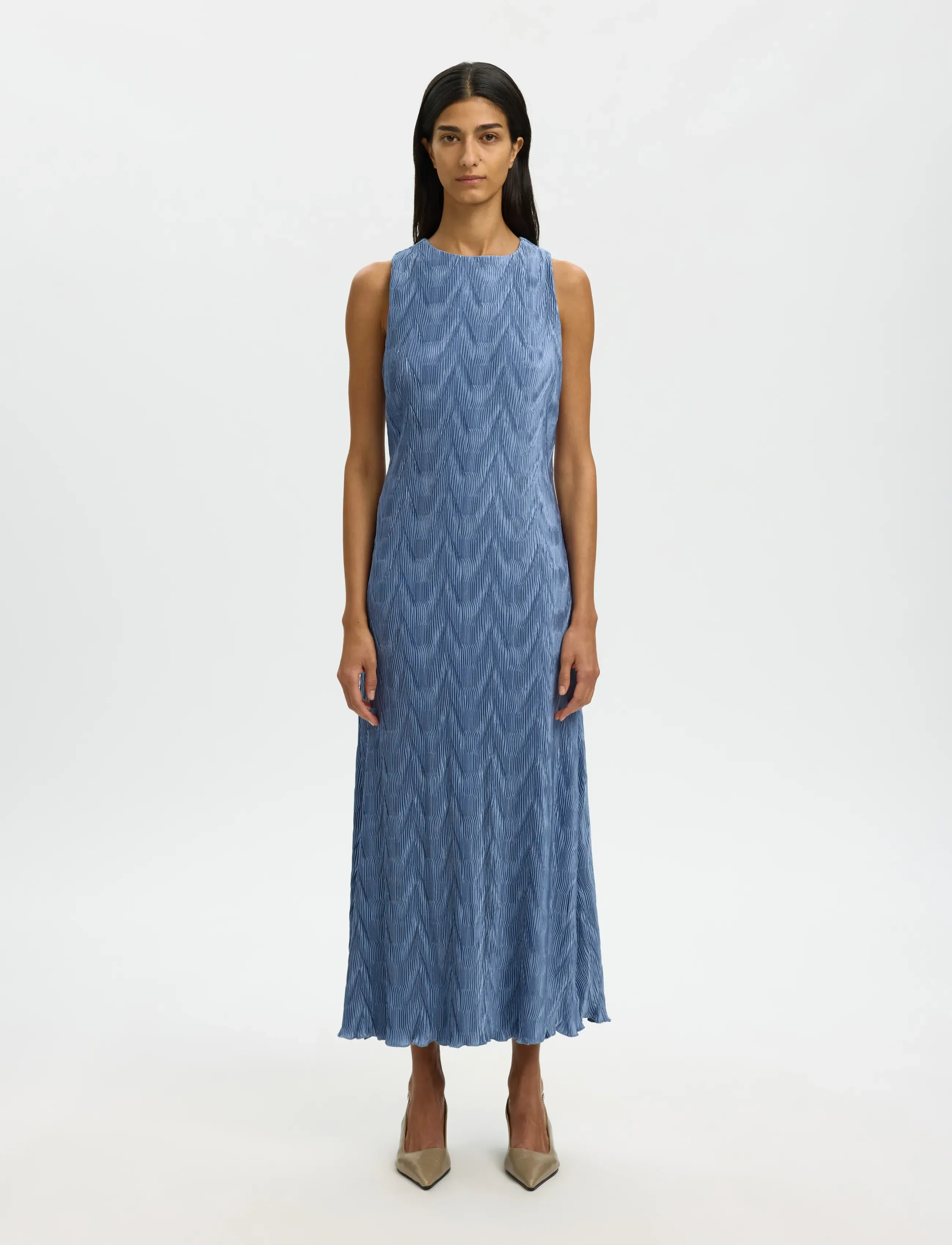 Selected SLFANYA SL REGULAR ANKLE PLISSE DRESS B -  - DUSTY BLUE / blue