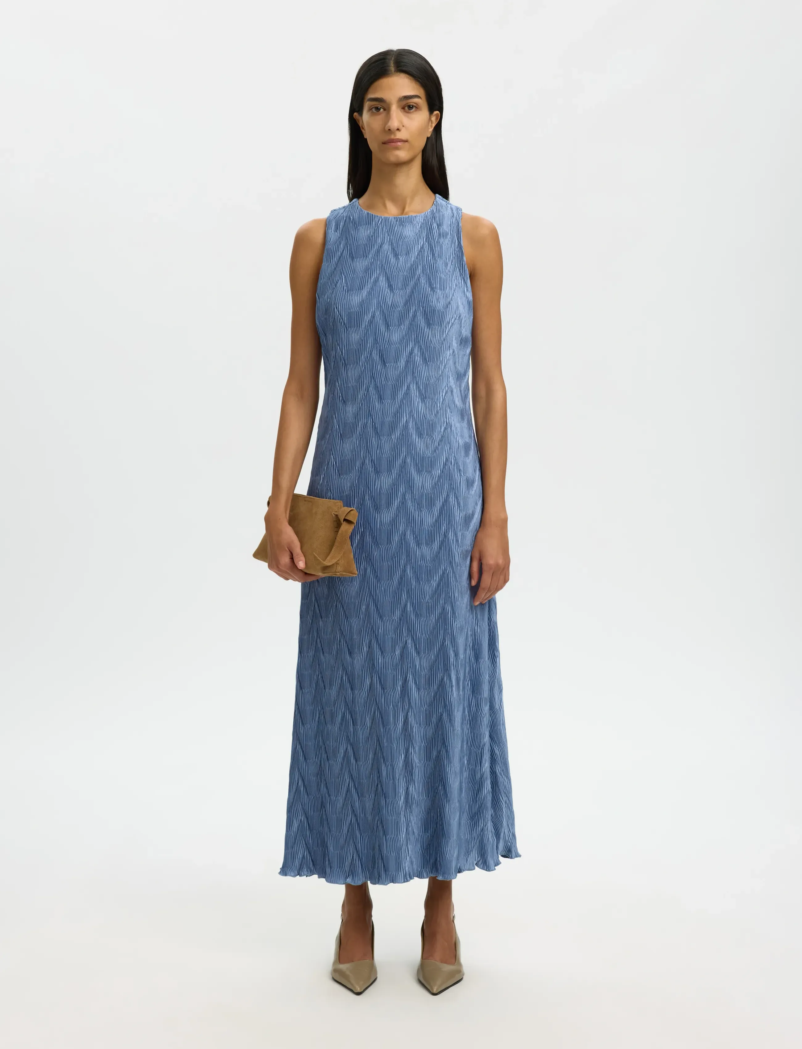 Selected - SLFANYA SL REGULAR ANKLE PLISSE DRESS B - robes midi - dusty blue - 3