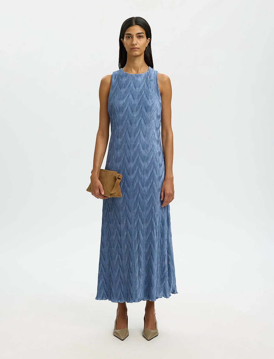 Selected - SLFANYA SL REGULAR ANKLE PLISSE DRESS B - robes midi - dusty blue - 3