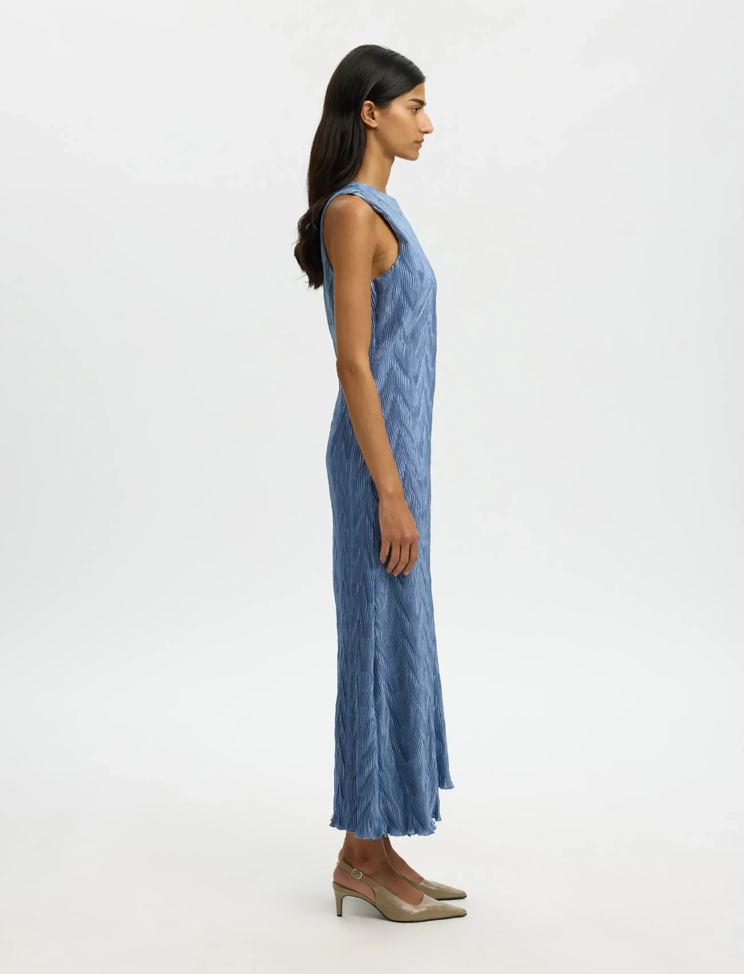 Selected - SLFANYA SL REGULAR ANKLE PLISSE DRESS B - robes midi - dusty blue - 4