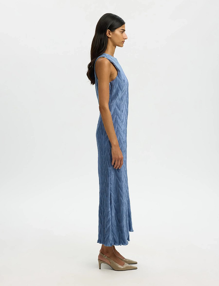 Selected - SLFANYA SL REGULAR ANKLE PLISSE DRESS B - robes midi - dusty blue - 4