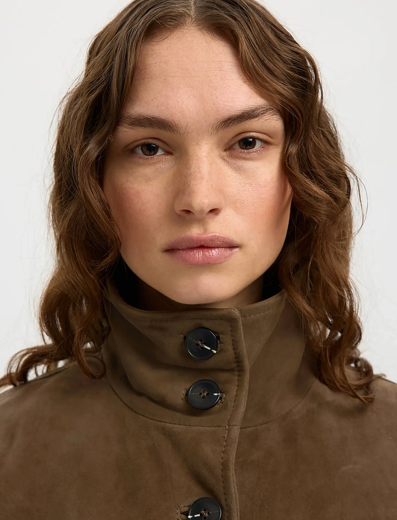 Selected - SLFAIDEN SUEDE JACKET - frühlingsjacken - chocolate chip - 5