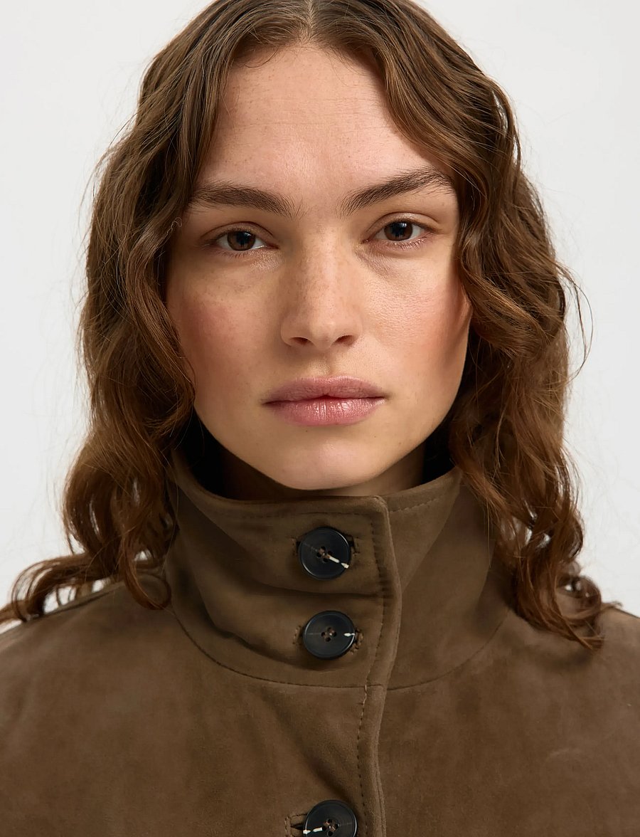 Selected - SLFAIDEN SUEDE JACKET - frühlingsjacken - chocolate chip - 5