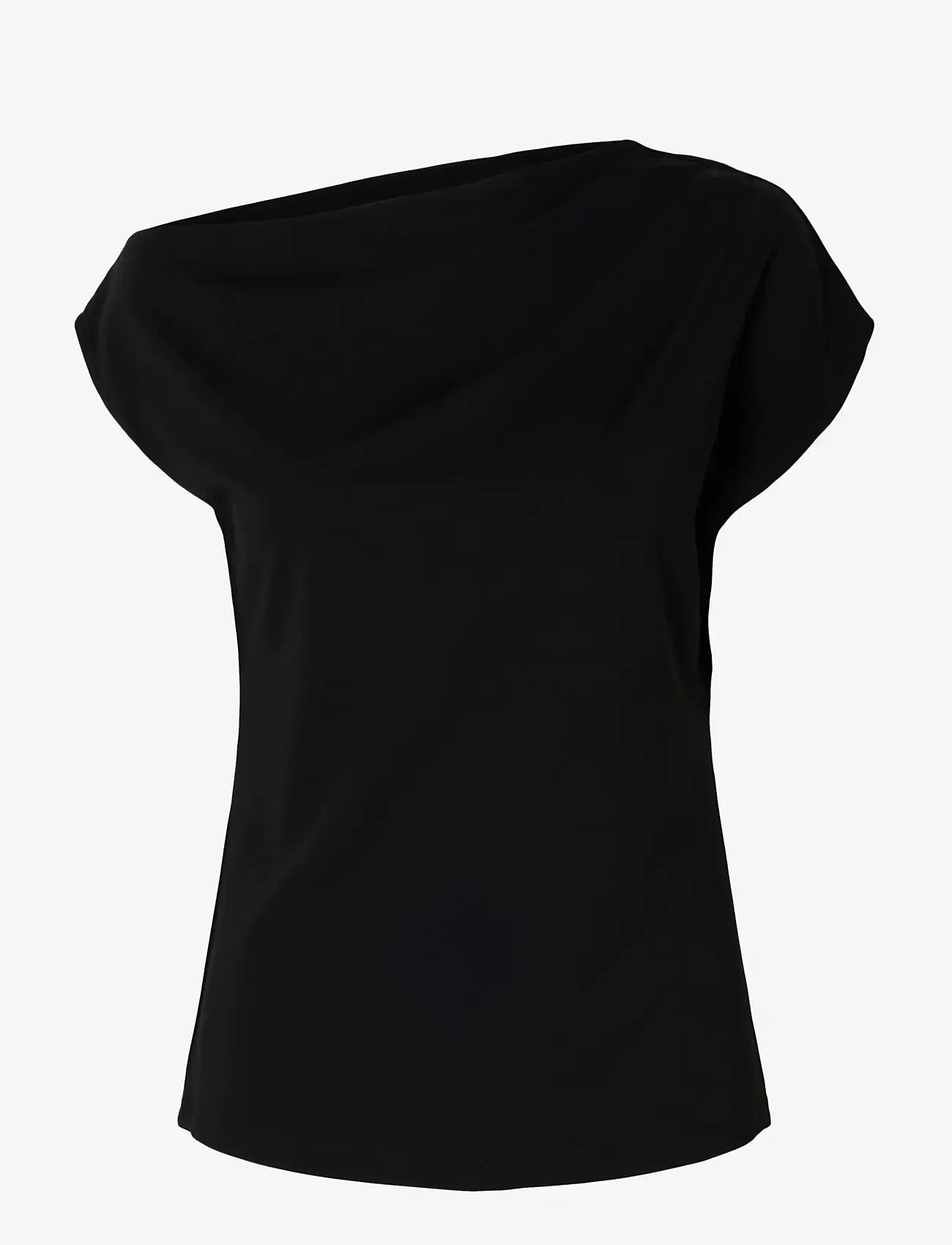 Selected - SLFMOLLY SS TOP - kurzämlige blusen - black - 1