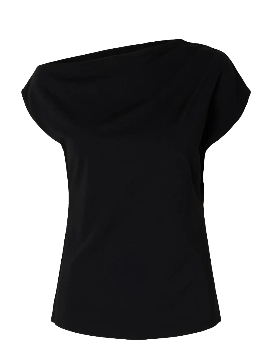 Selected - SLWMOLLY SS TOP - short-sleeved blouses - black - 1