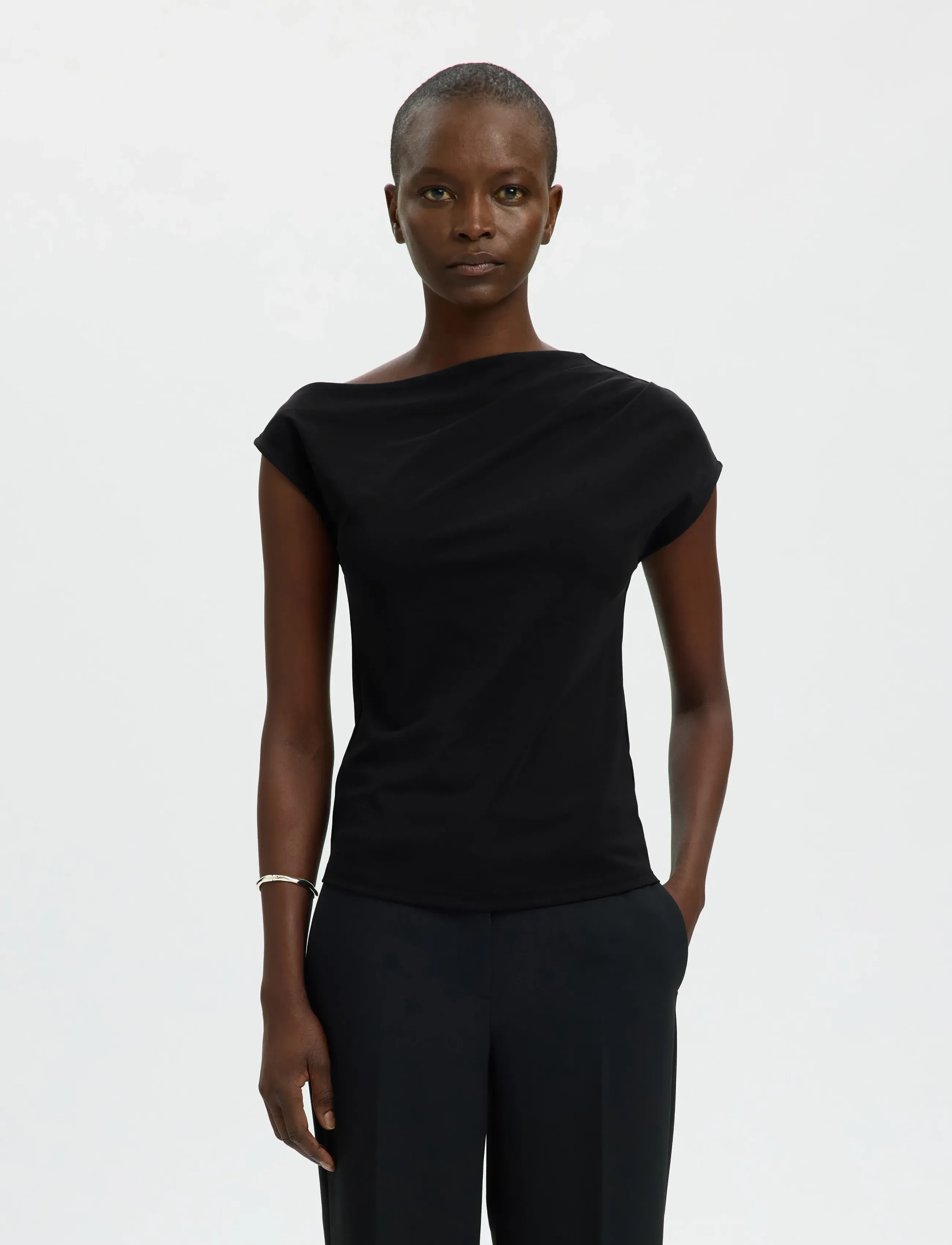 Selected SLFMOLLY SS TOP - Blusen - BLACK / black