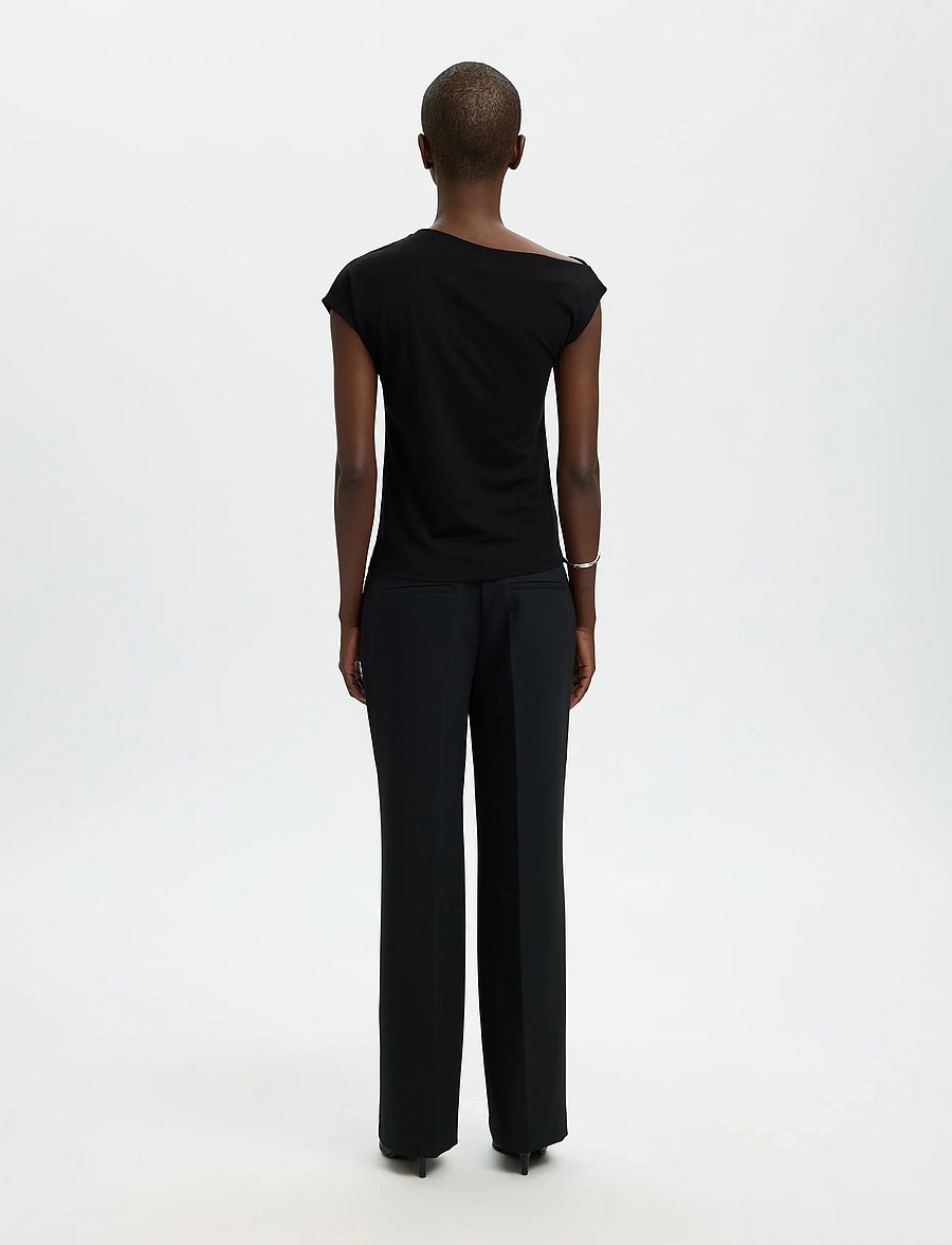 Selected - SLWMOLLY SS TOP - short-sleeved blouses - black - 2