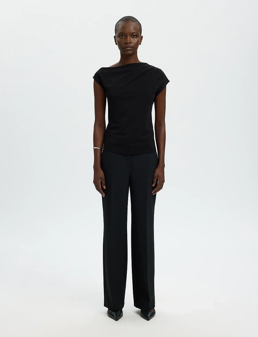 Selected - SLWMOLLY SS TOP - short-sleeved blouses - black - 3
