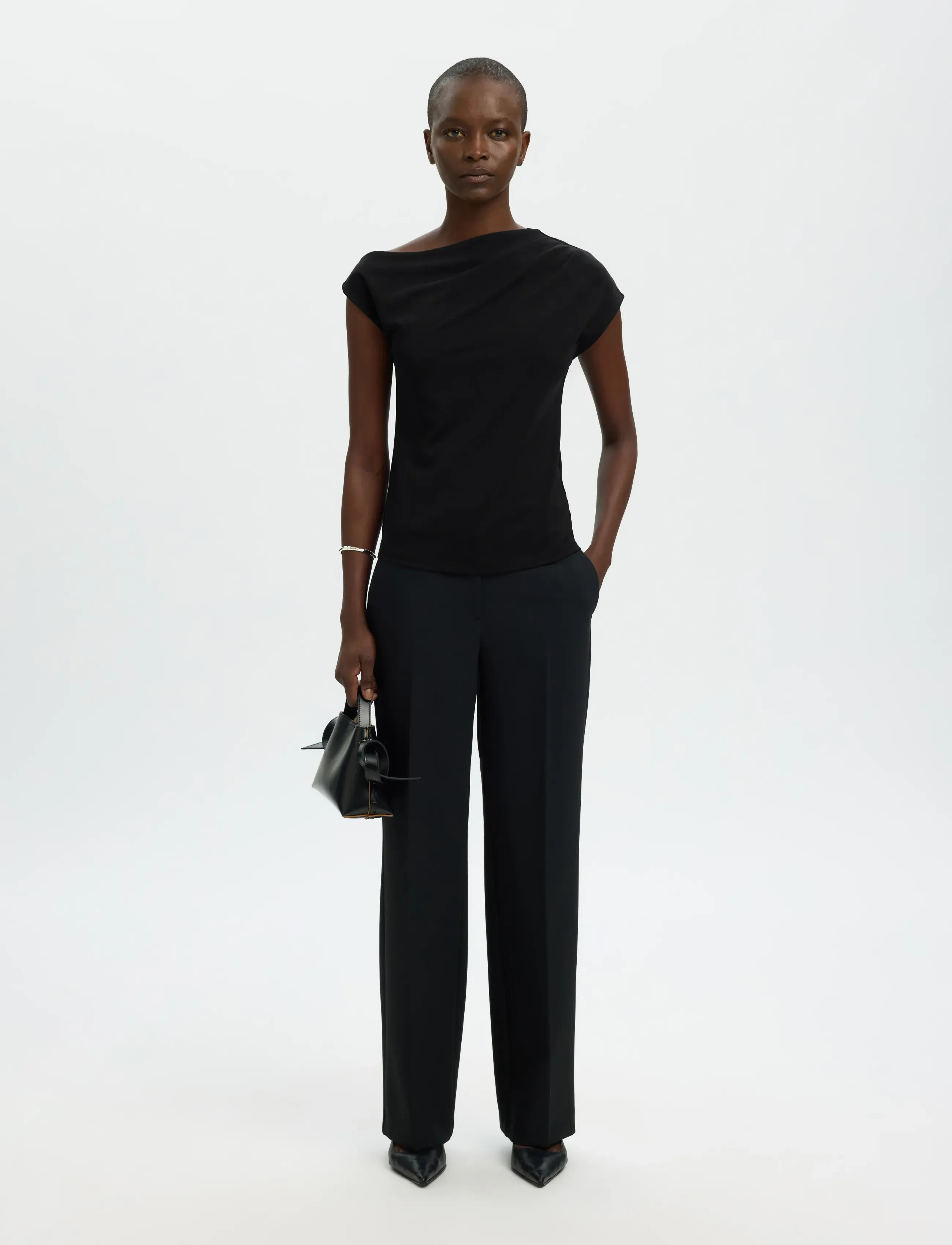 Selected - SLFMOLLY SS TOP - kortærmede bluser - black - 5
