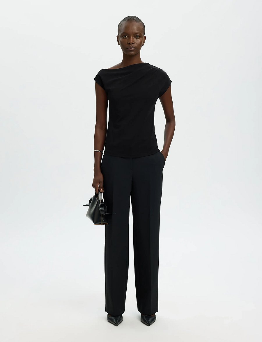 Selected - SLWMOLLY SS TOP - short-sleeved blouses - black - 5