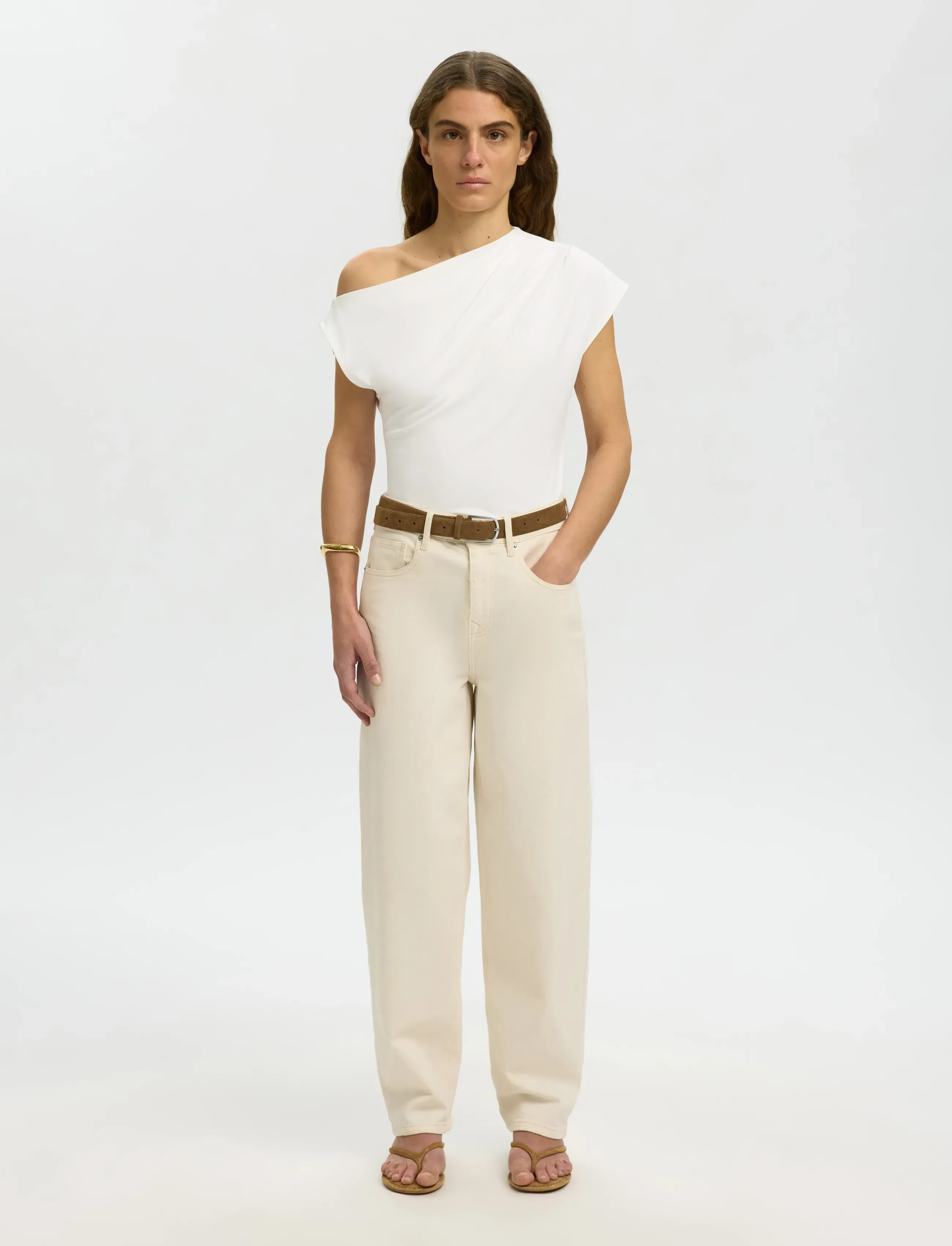 Selected - SLFMOLLY SS TOP - kortærmede bluser - bright white - 3