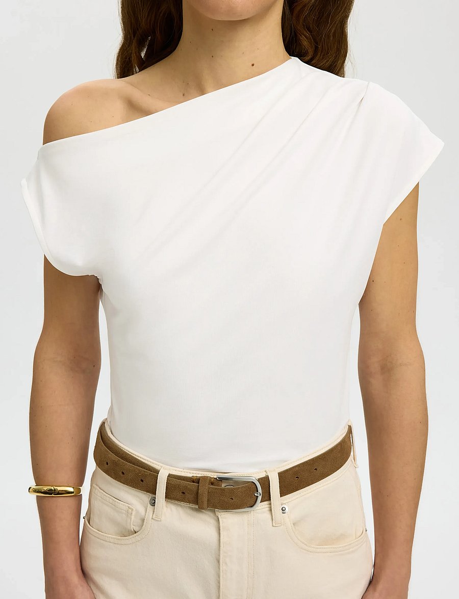 Selected - SLWMOLLY SS TOP - palaidinės trumpomis rankovėmis - bright white - 4