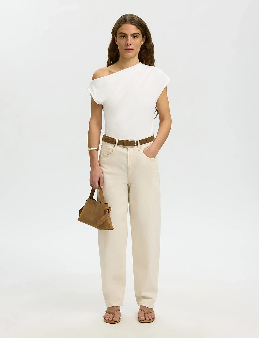 Selected - SLWMOLLY SS TOP - palaidinės trumpomis rankovėmis - bright white - 5
