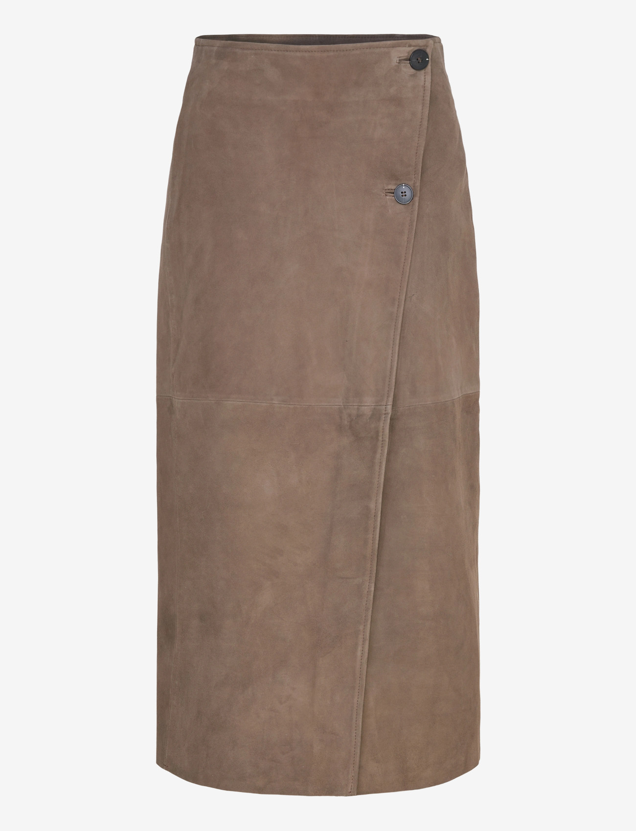 Selected - SLFJACKIE HW LONG WRAP SUEDE SKIRT - wickelröcke - chocolate chip - 0