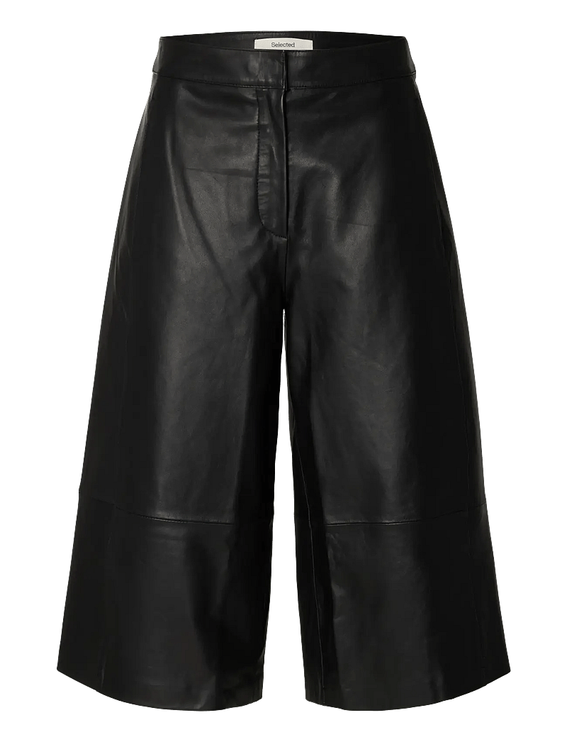 Selected - SLFGIGI HW LEATHER CULOTTES - culottes - black - 1