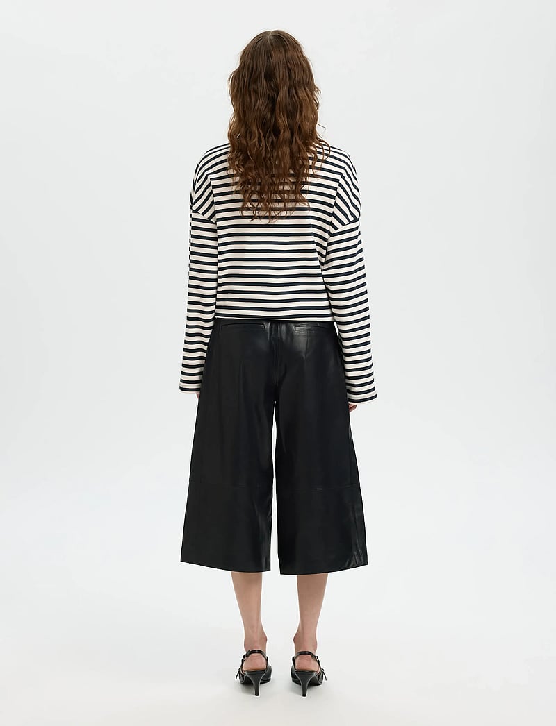 Selected - SLFGIGI HW LEATHER CULOTTES - culottes - black - 2