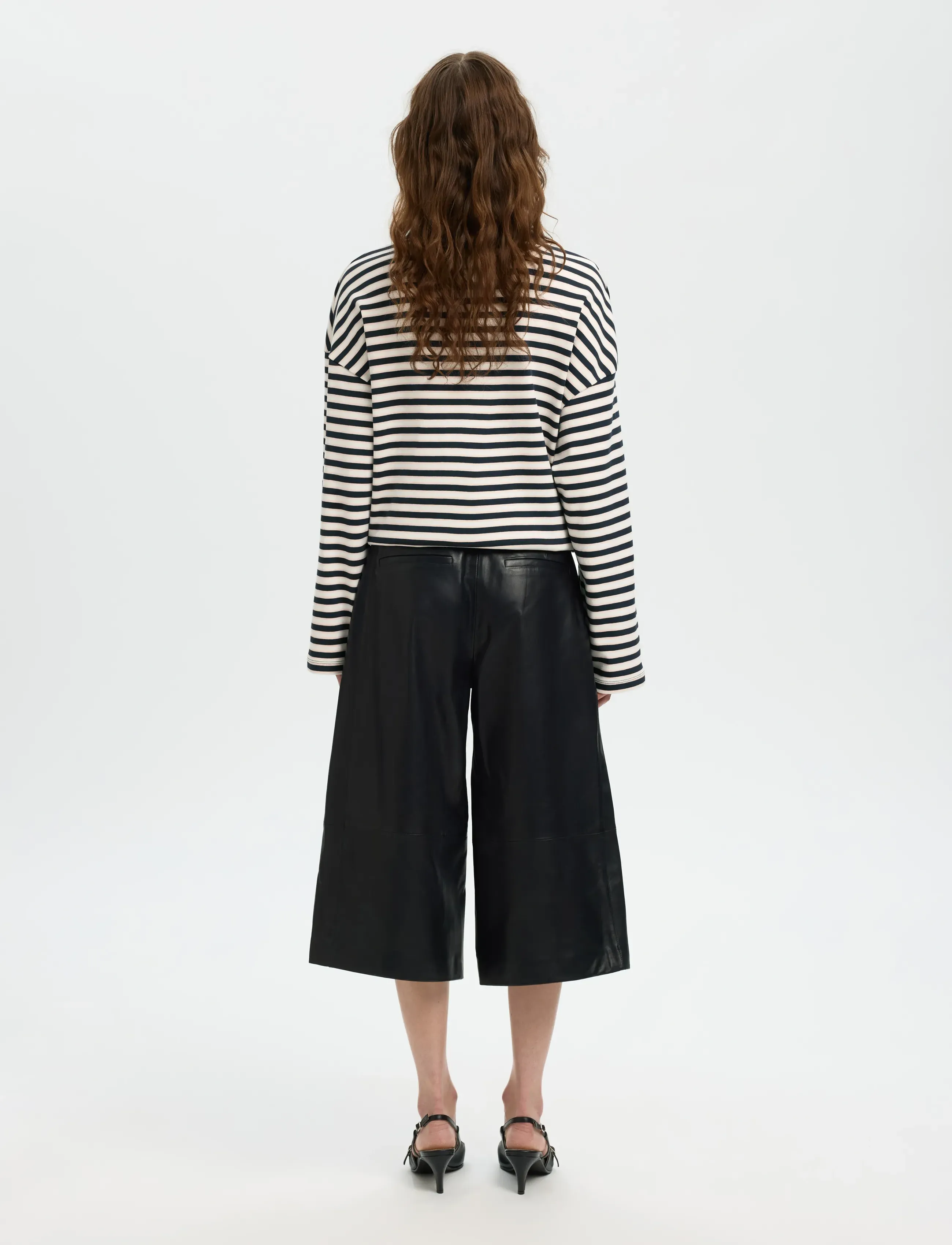 Selected - SLFGIGI HW LEATHER CULOTTES - culottes - black - 2