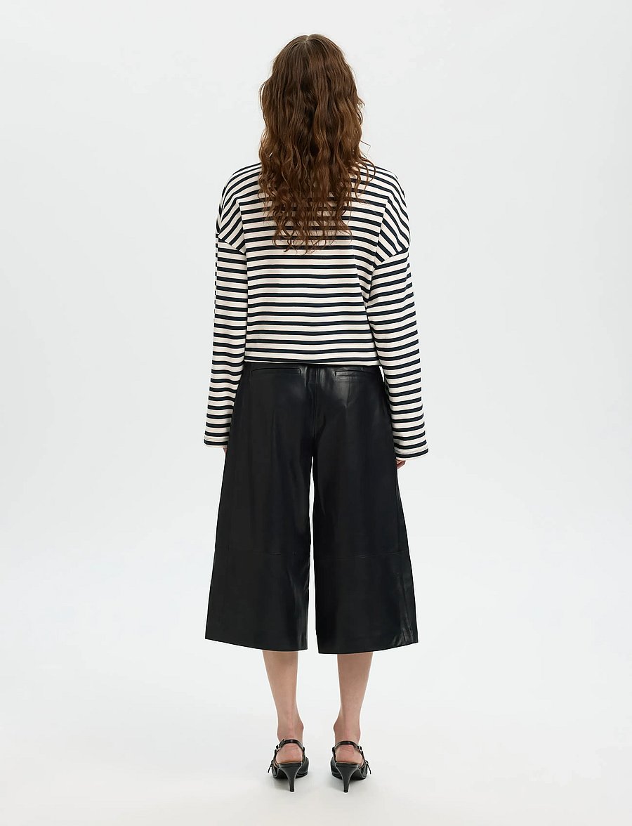 Selected - SLFGIGI HW LEATHER CULOTTES - culottes - black - 2