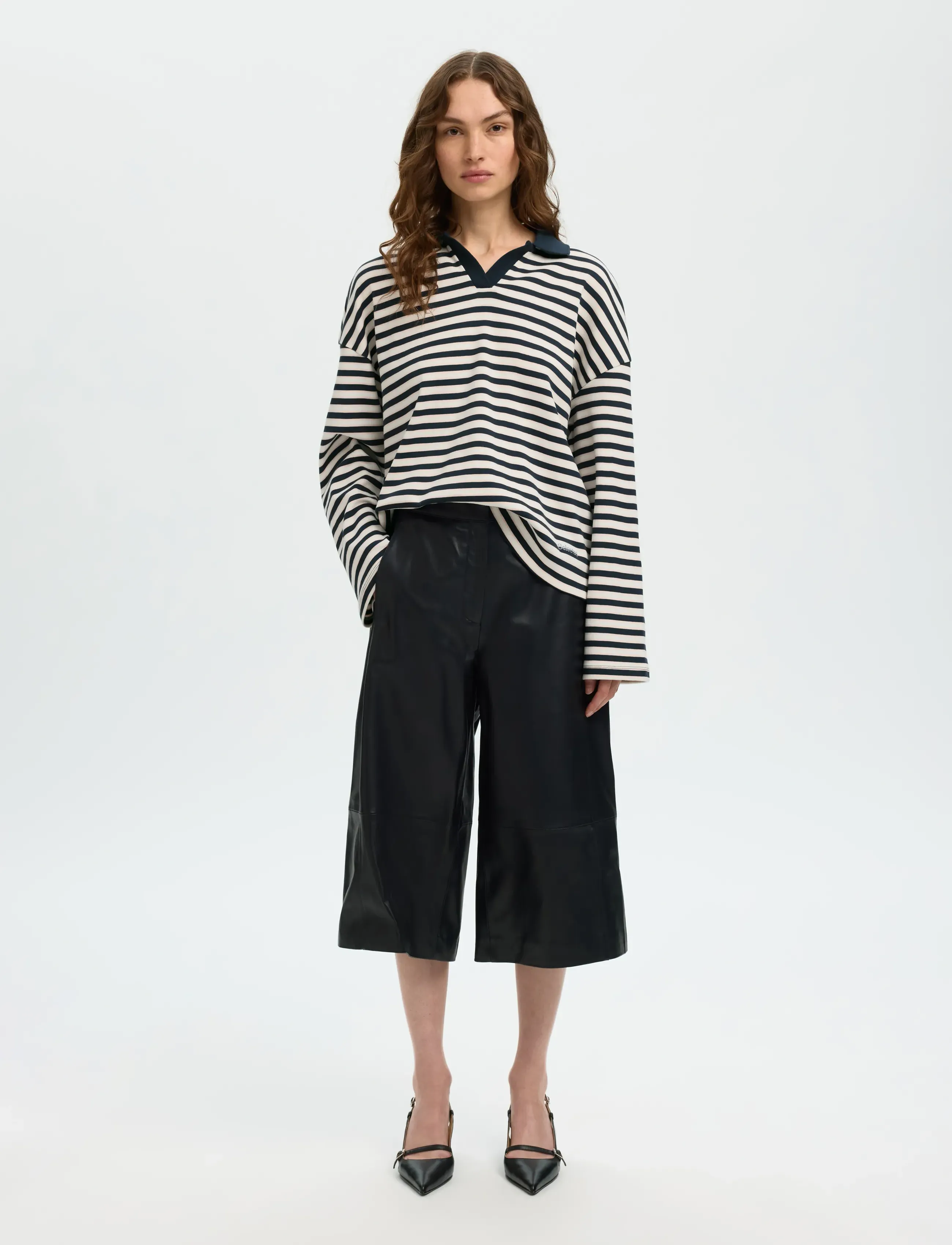 Selected - SLFGIGI HW LEATHER CULOTTES - culottes - black - 3