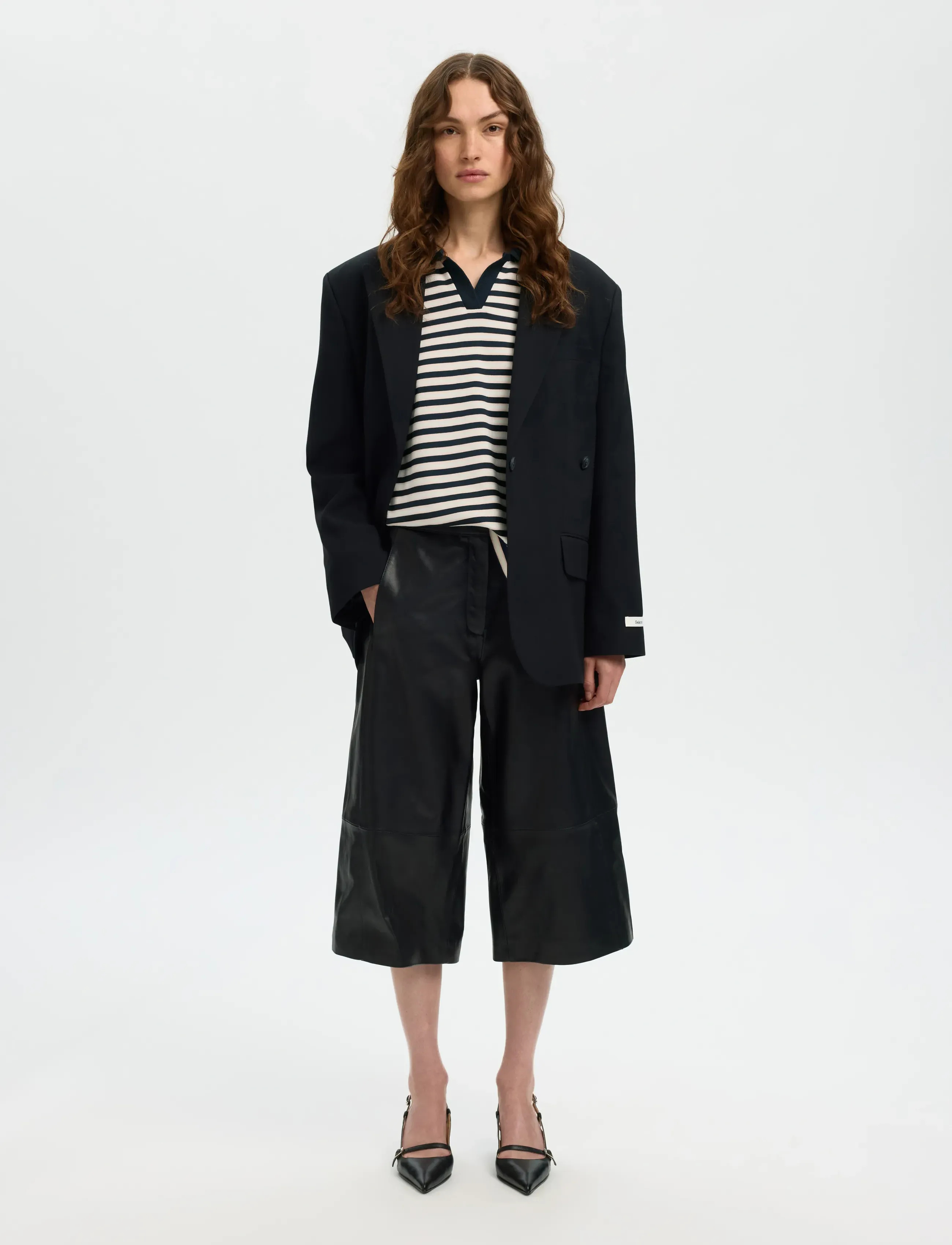 Selected - SLFGIGI HW LEATHER CULOTTES - culottes - black - 5