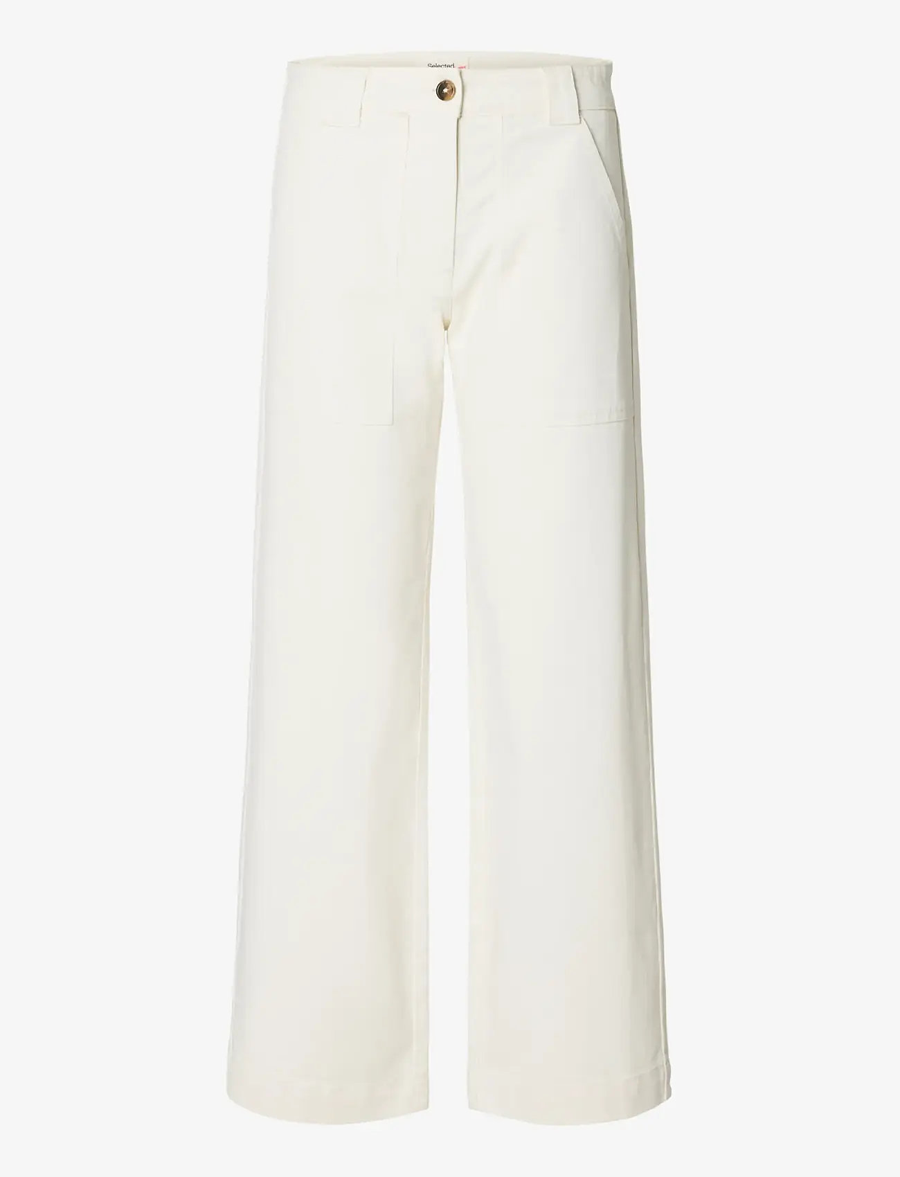 Selected - SLFWIDE HOTEL AMOUR MW PANT - bukser med brede ben - egret - 1