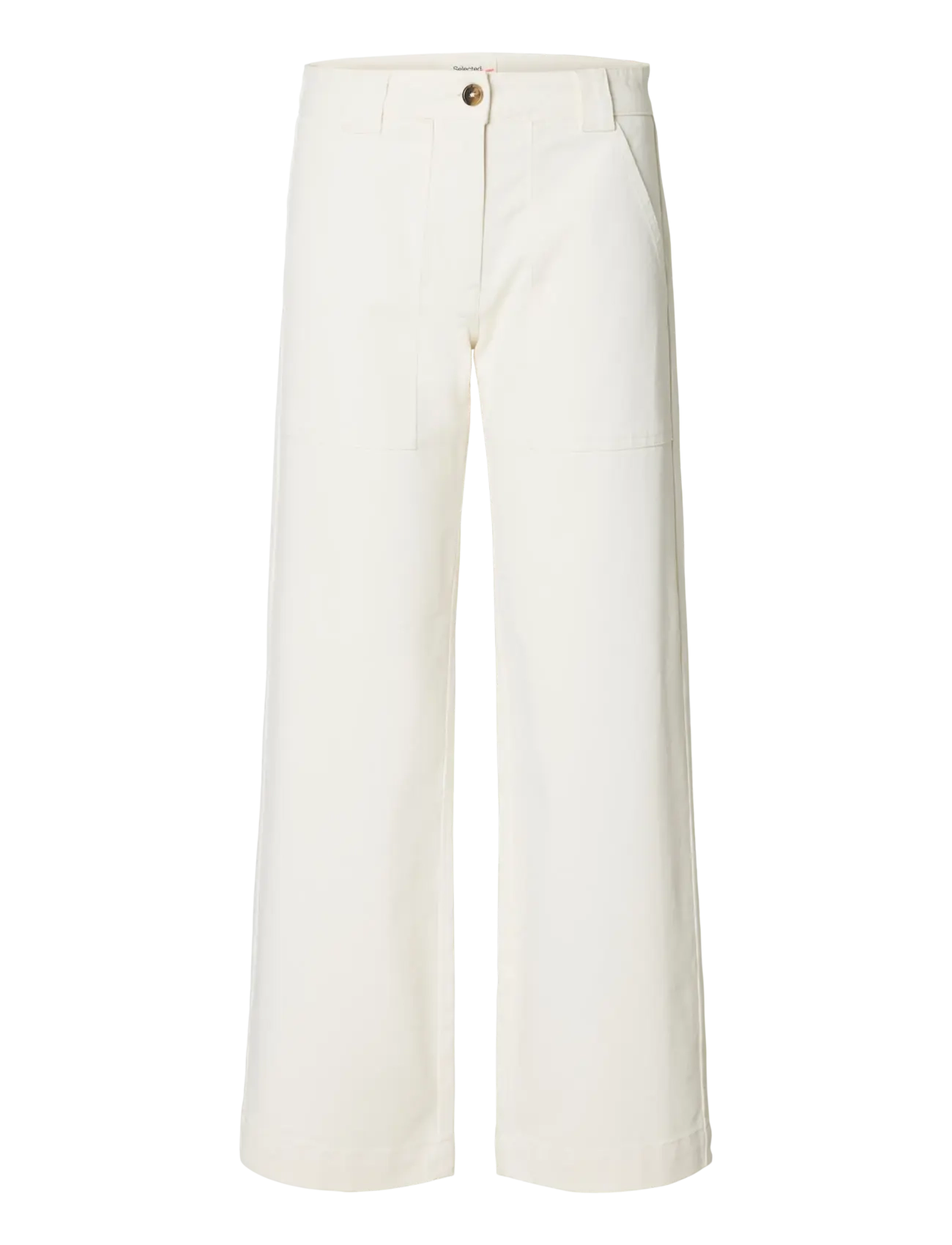 Selected SLFWIDE HOTEL AMOUR MW PANT - Selected - EGRET / cream
