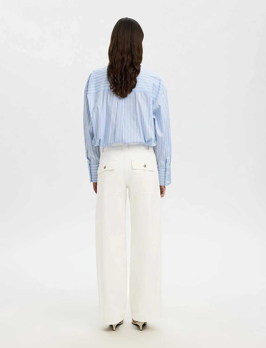 Selected - SLFWIDE HOTEL AMOUR MW PANT - bukser med brede ben - egret - 2