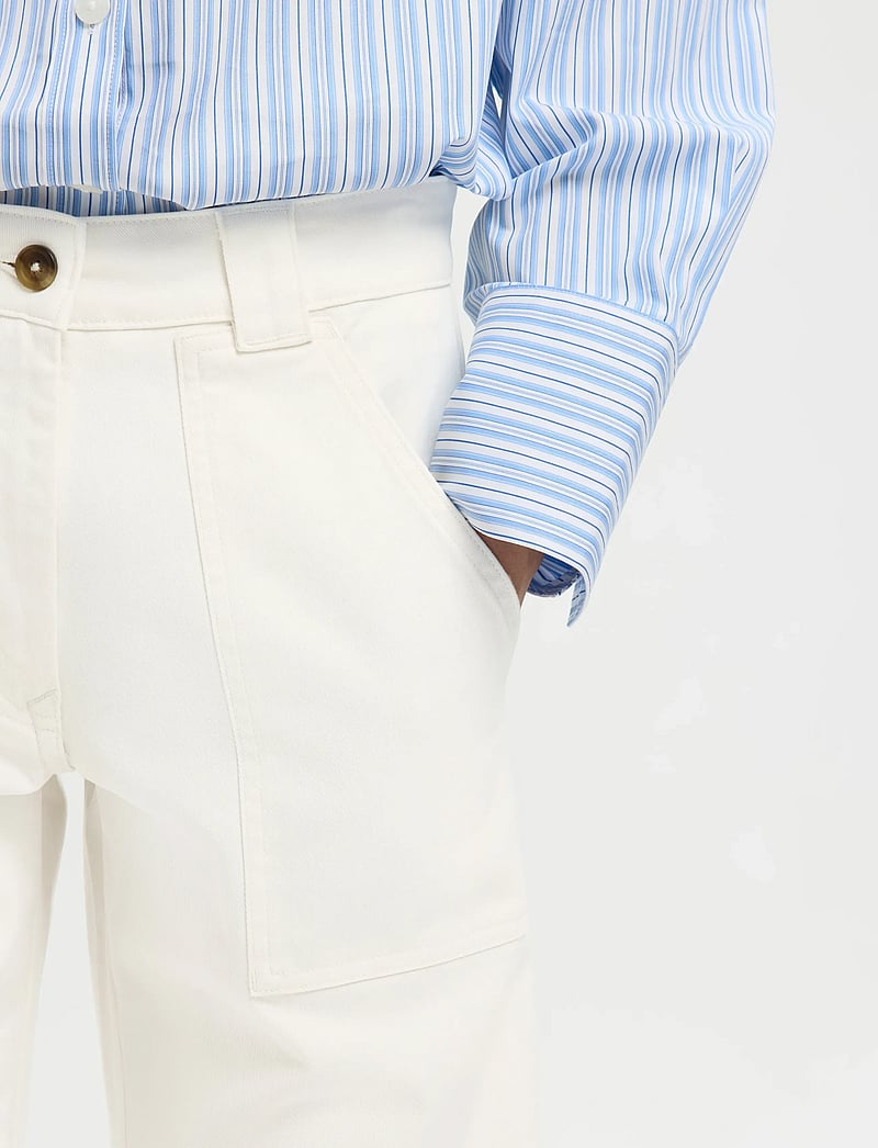 Selected - SLFWIDE HOTEL AMOUR MW PANT - bukser med brede ben - egret - 4